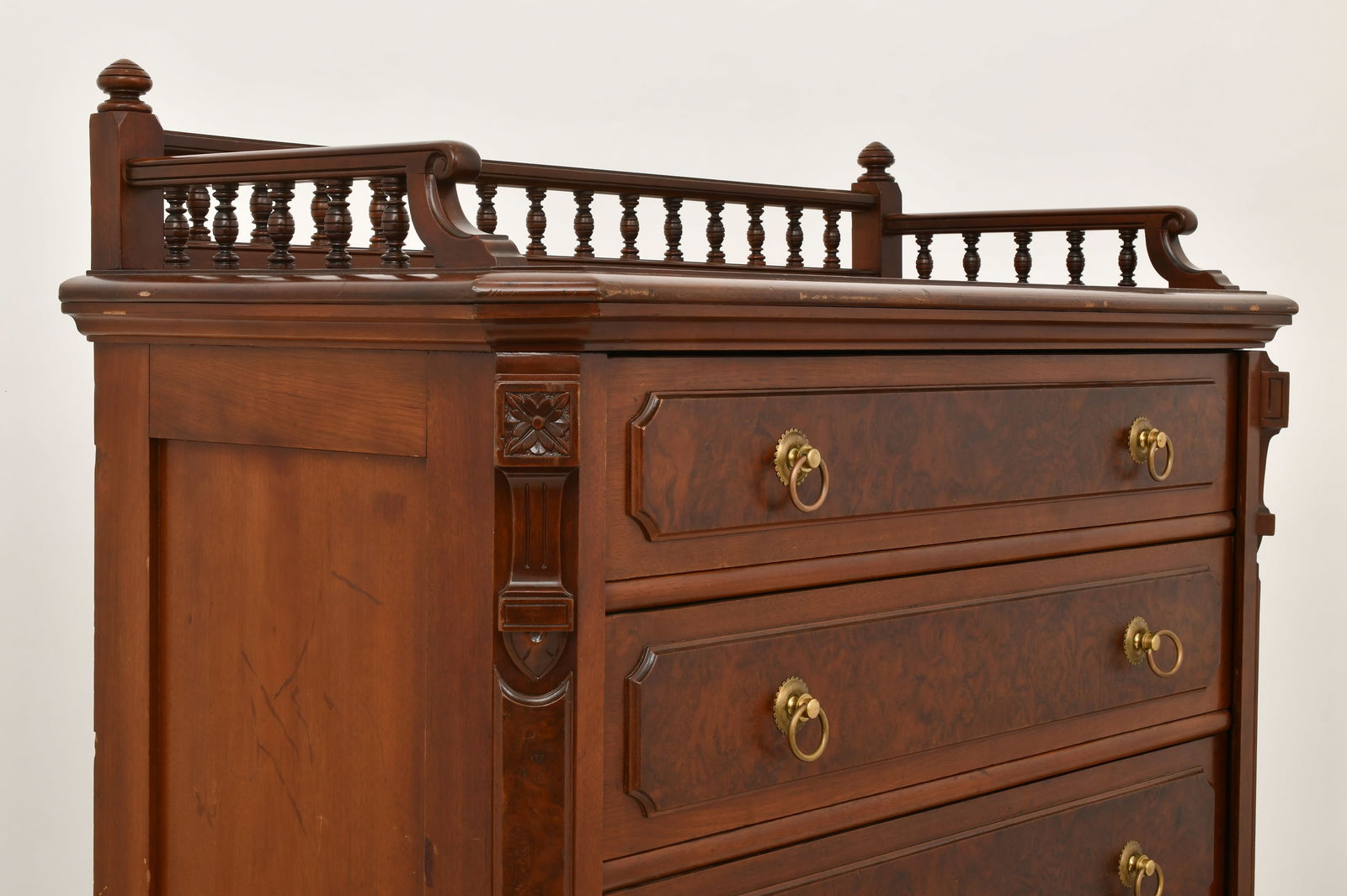 American Walnut & Burl Walnut Lock-Side Chest - 4