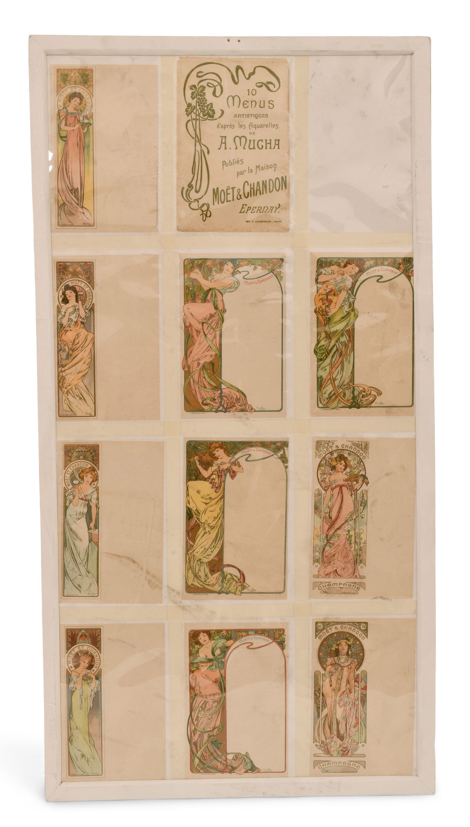 Alphonse Mucha (French, 1860-1939), Set of 10 Menu Cards with Cover (1 of 1)