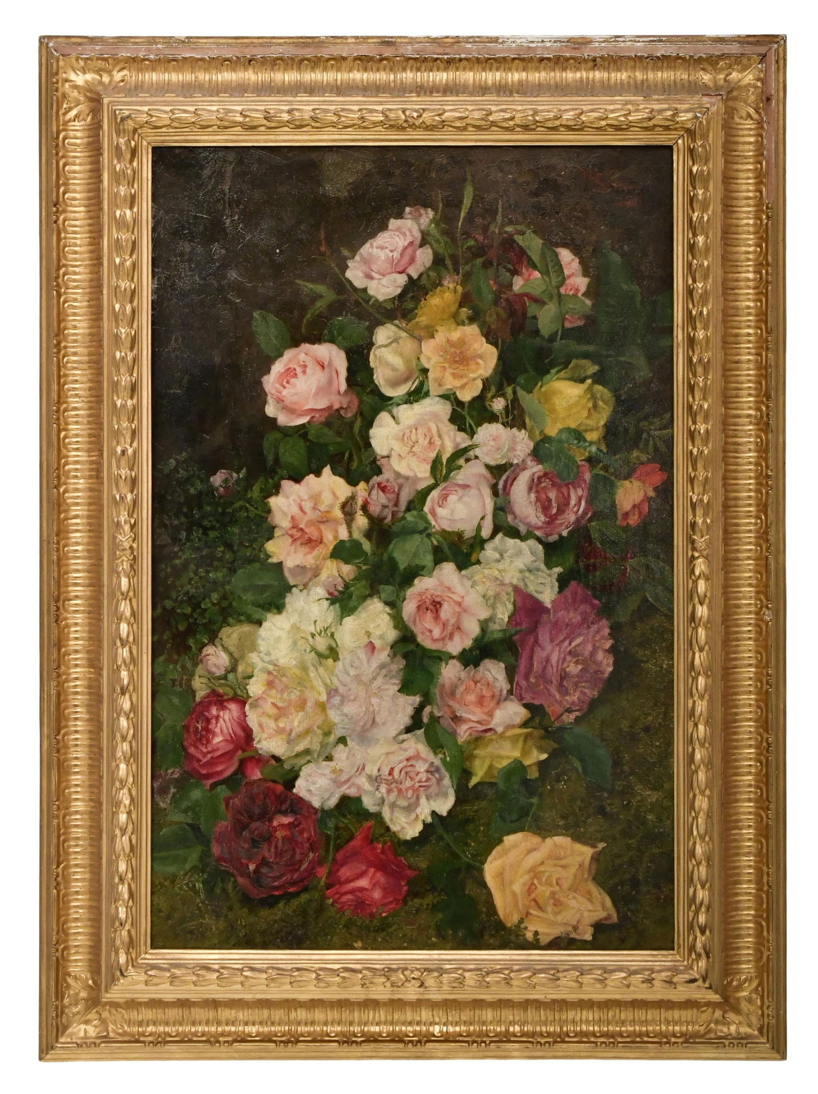 Marcellina Senno, Italian, "Roses From Villa Altrocchi, Florence," Oil on Canvas, Circa 1890-1895: Marcellina Senno, Italian, "Roses From Villa Altrocchi, Florence," Oil on Canvas, Circa 1890-189525 3/4 x 16 1/2 inches (sight)33 x 24 inches (frame)