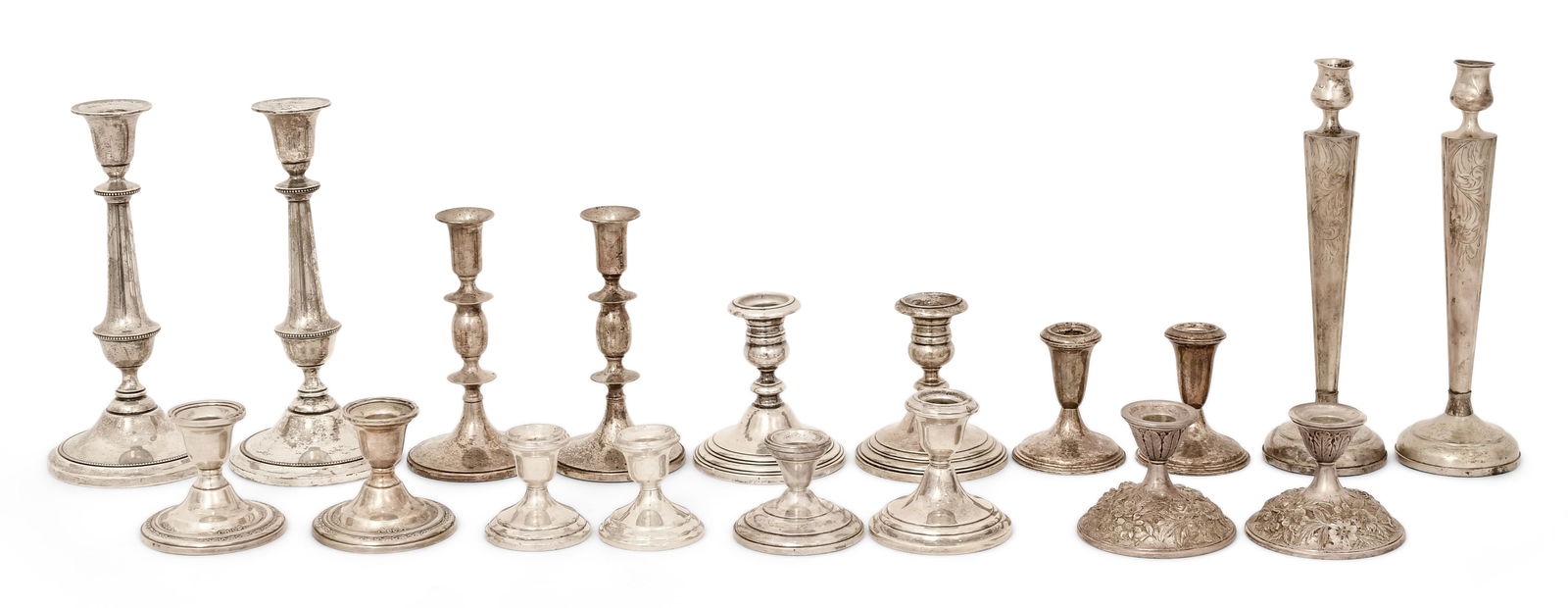 Lot of Weighted Sterling Silver Candlesticks (1 of 1)