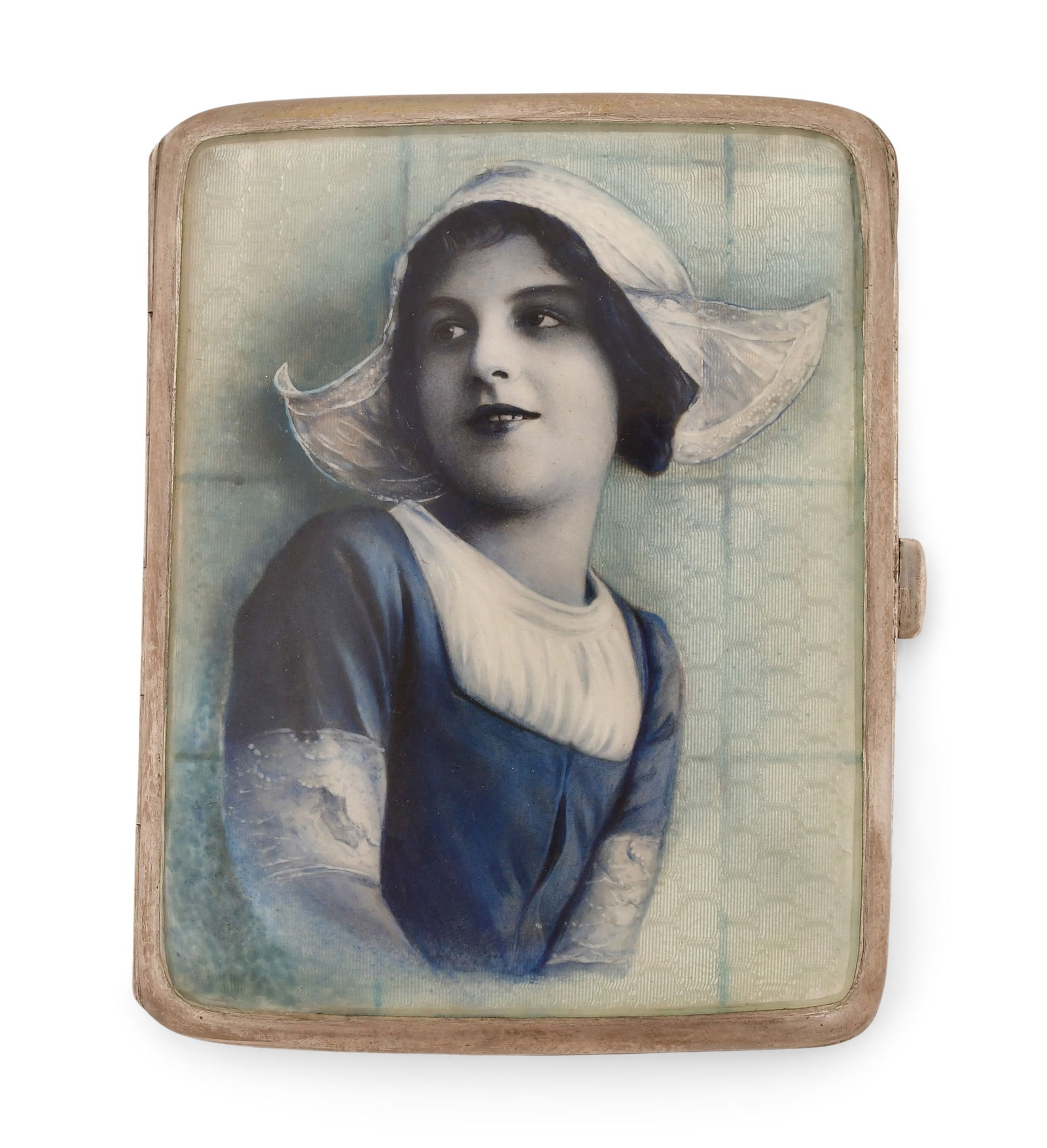 Continental Silver & Enamel Cigarette Case with Portrait of a Girl (1 of 5)