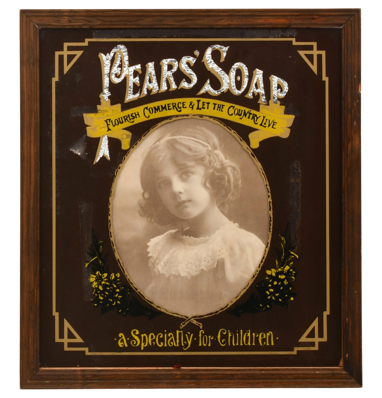 Pears' Soap Reverse Painted Glass Advertisement, Circa 1920's (1 of 6)