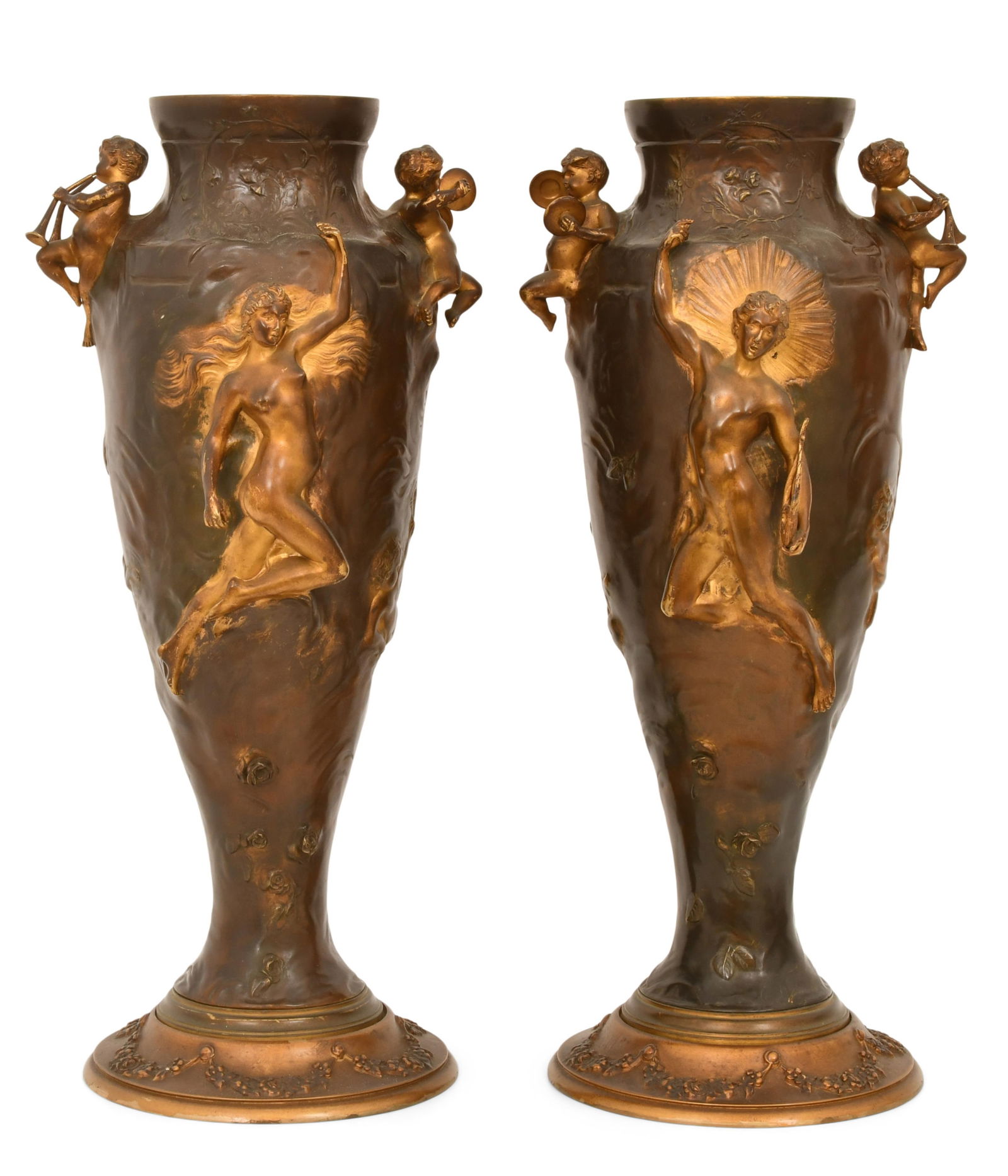 A Pair of French Bronze Figural Vases (1 of 1)