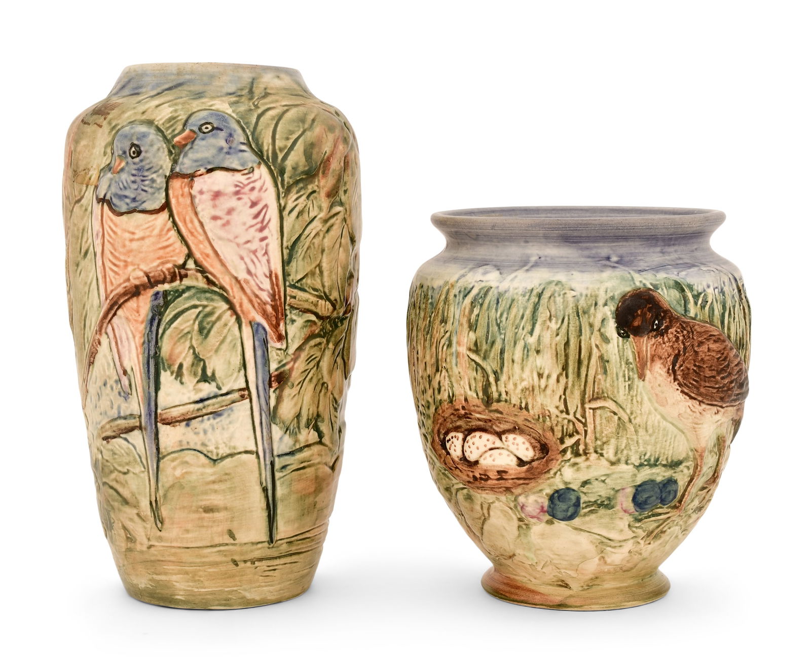Two Weller Pottery "Glendale" Vases with Birds (1 of 4)