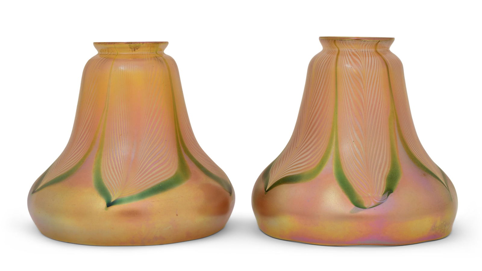 Pair of Steuben Glass "Pulled Feather" Shades (1 of 5)