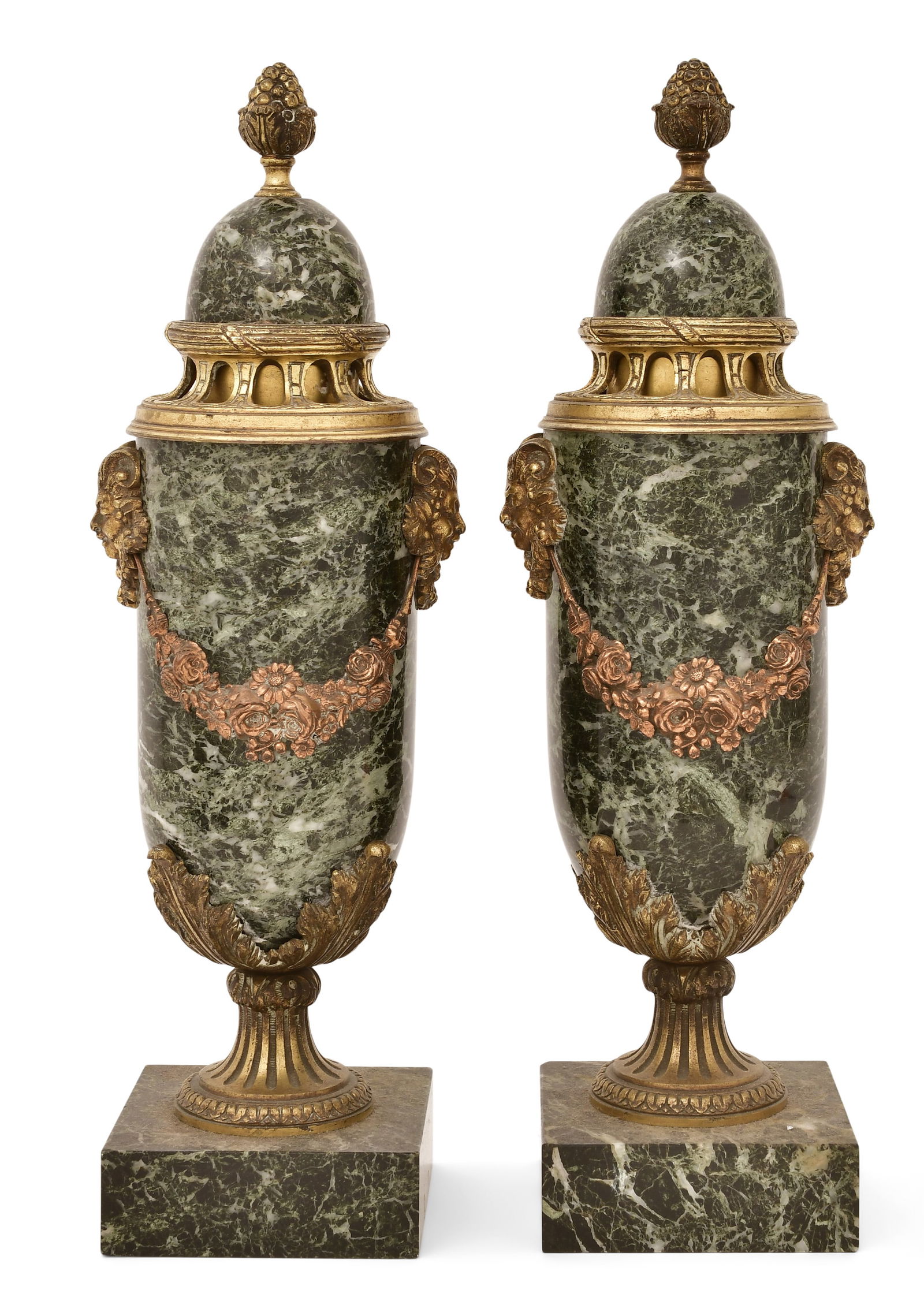Pair of French Gilt Bronze-Mounted Marble Urns (1 of 4)