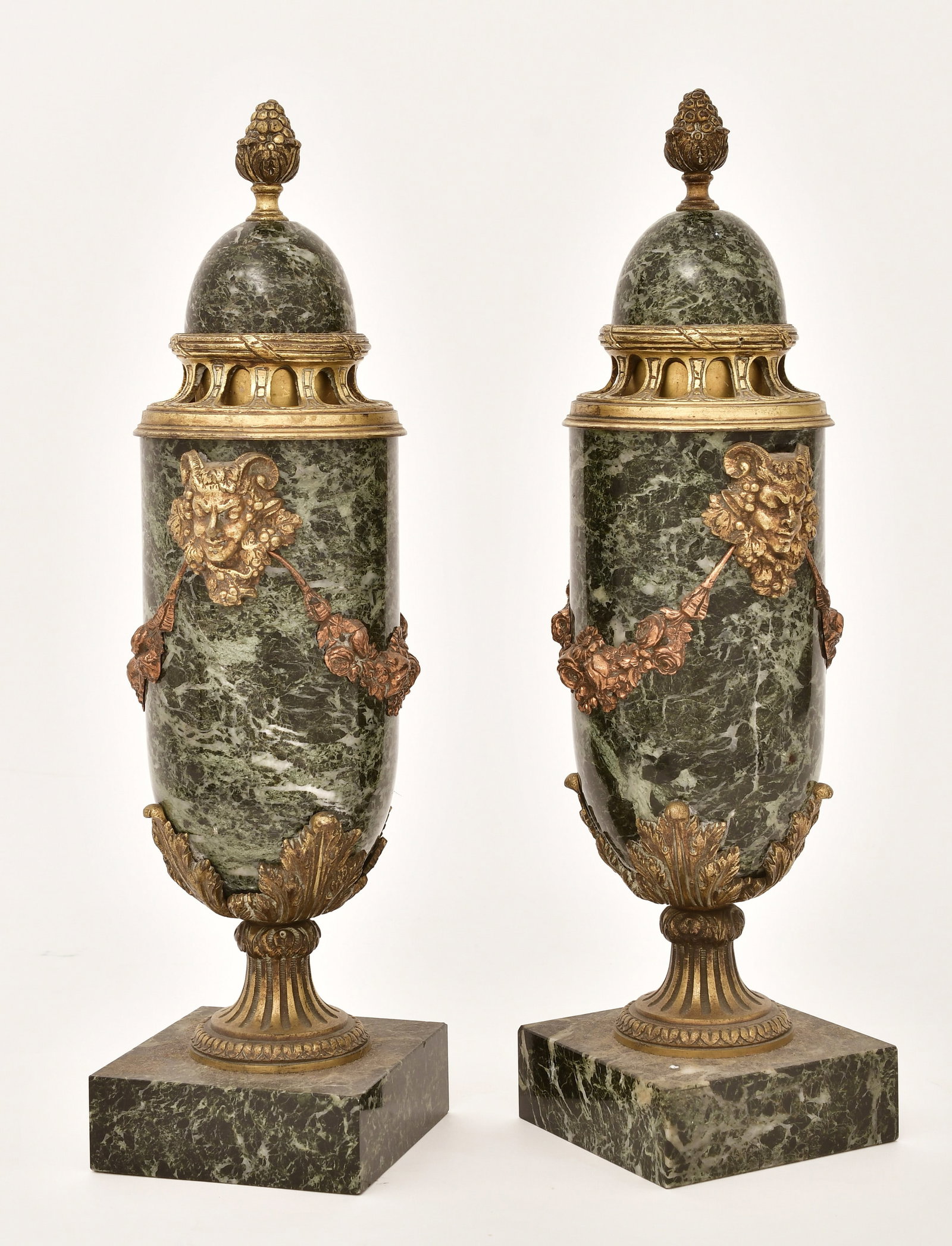 Pair of French Gilt Bronze-Mounted Marble Urns - 2