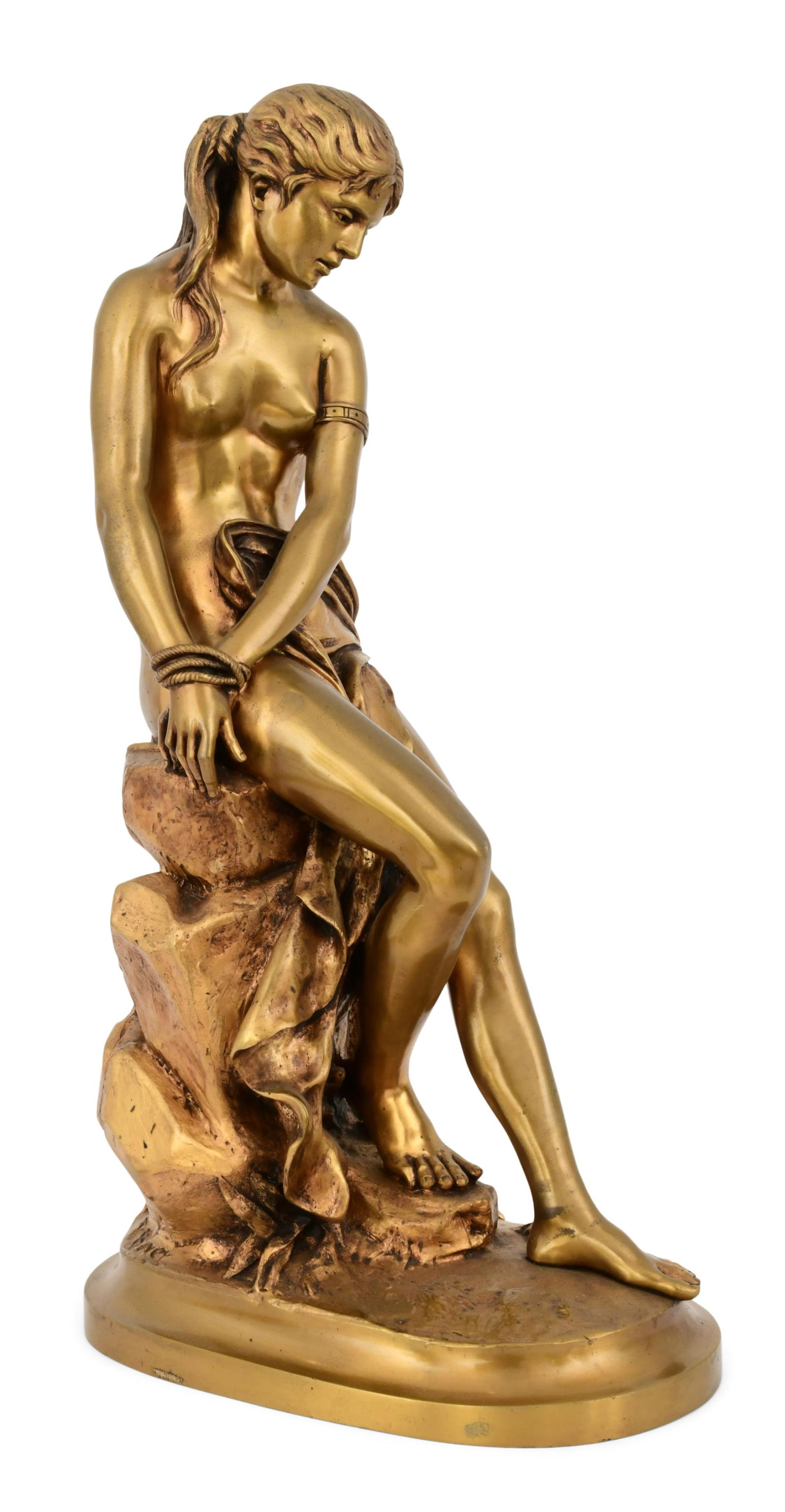 French Gilt Bronze Sculpture of a Seated Nude Woman (1 of 1)
