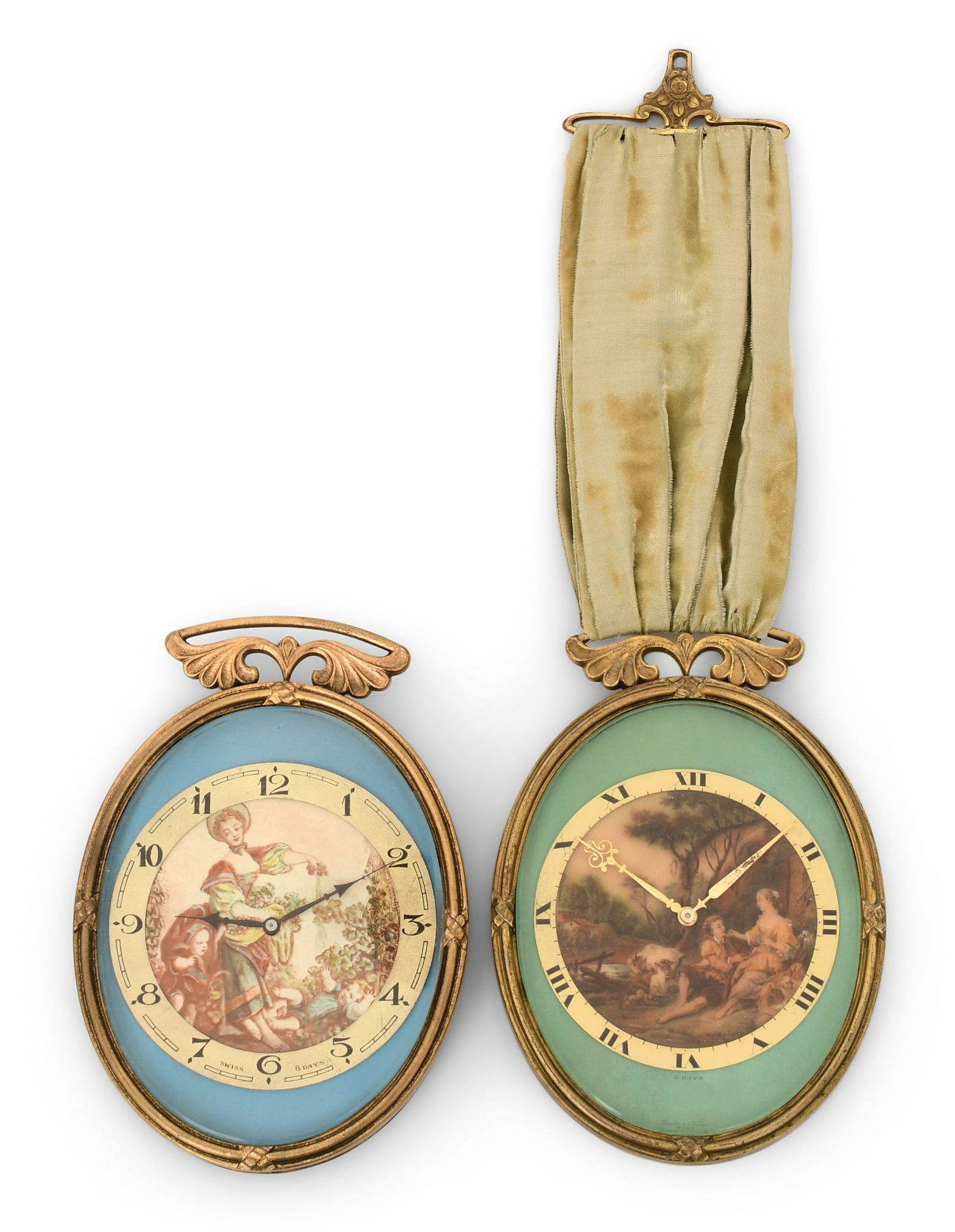 Baume & Mercier Gilt Bronze Pendant Clock and a Swiss Gilt Brass Pendant Clock (1 of 7)