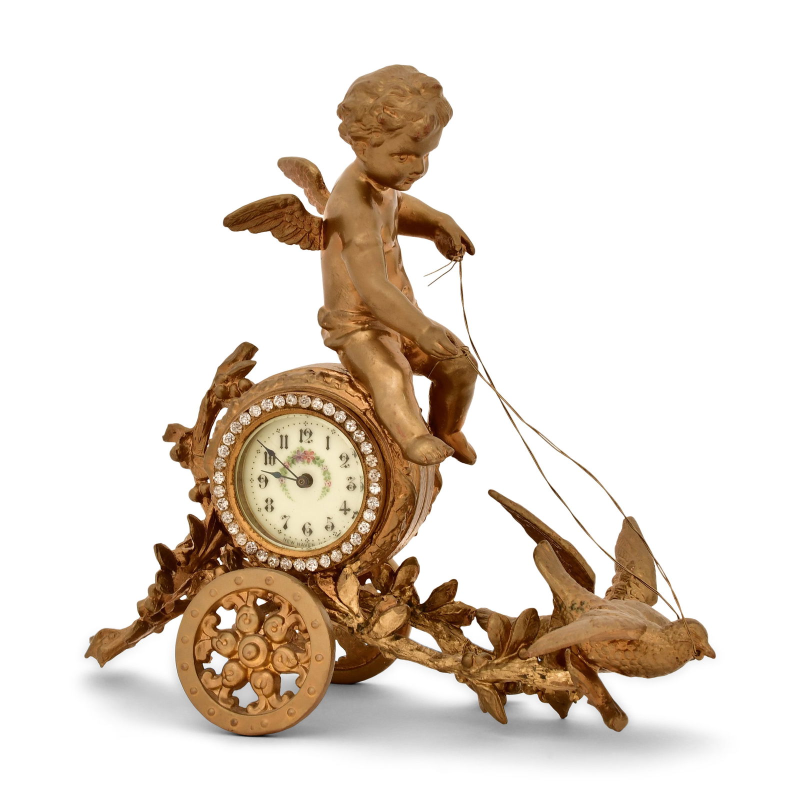 New Haven Clock Co. Gilt Metal Figural Chariot Desk Clock (1 of 7)