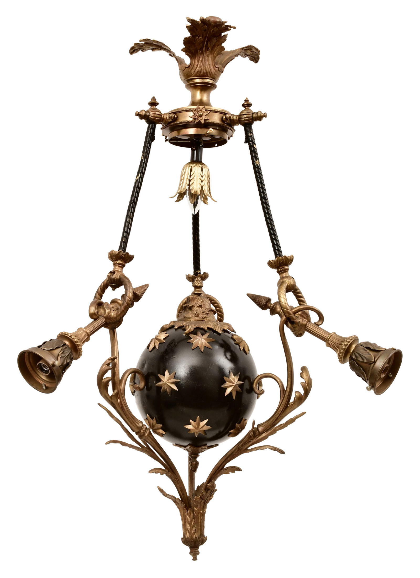 French Gilt & Patinated Bronze Three-Light Chandelier (1 of 1)