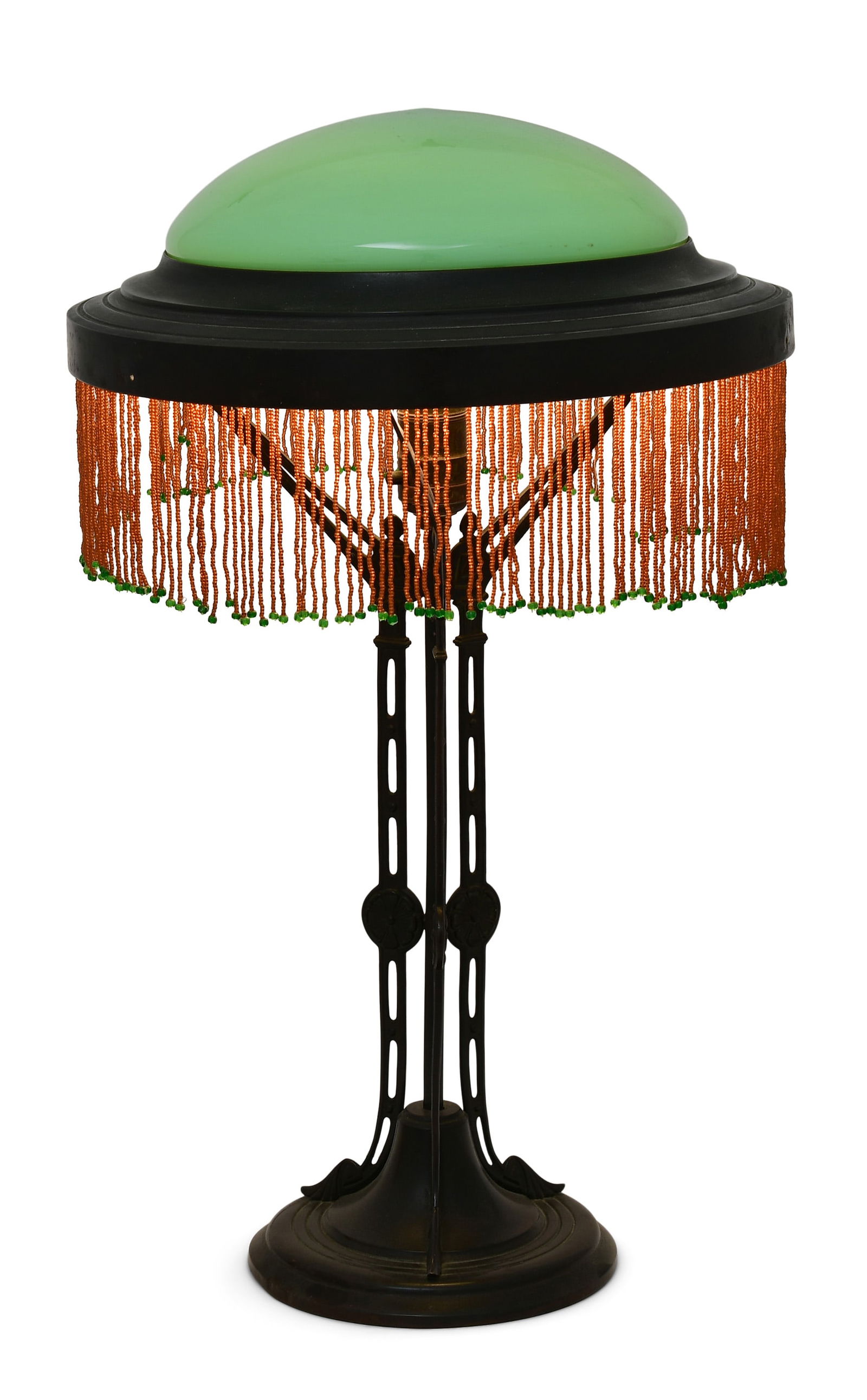 Austrian Art Nouveau Patinated Metal & Glass Table Lamp (1 of 6)