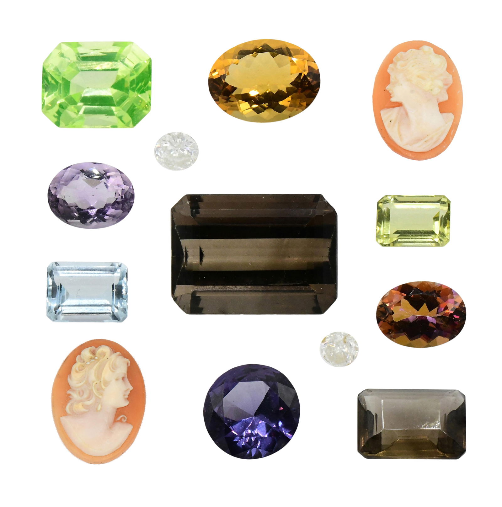 Group of Loose Gemstones, Diamonds & Cameos (1 of 4)
