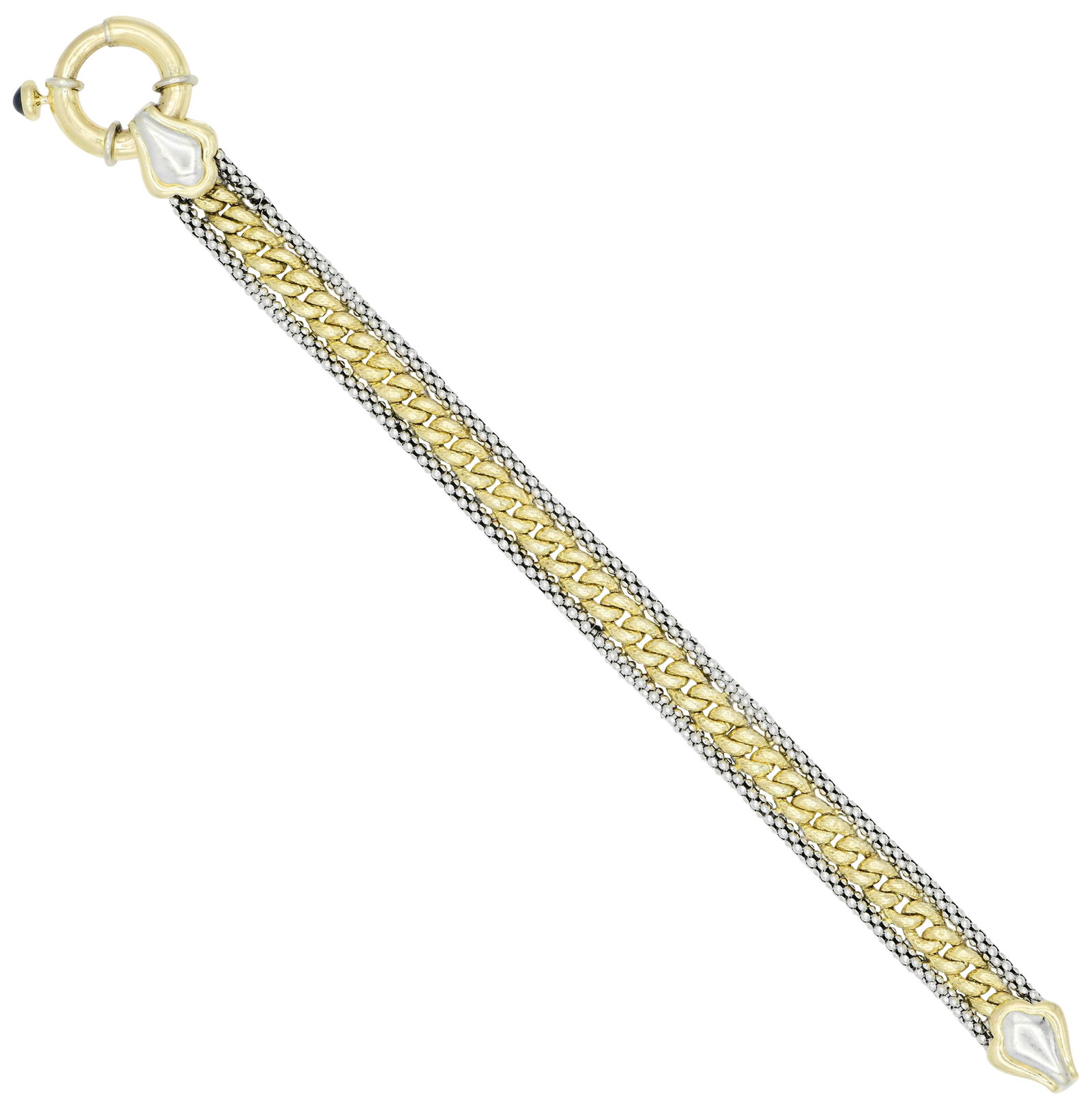 AGSJ 14K Yellow Gold, Silver & Sapphire Italian Bracelet (1 of 2)