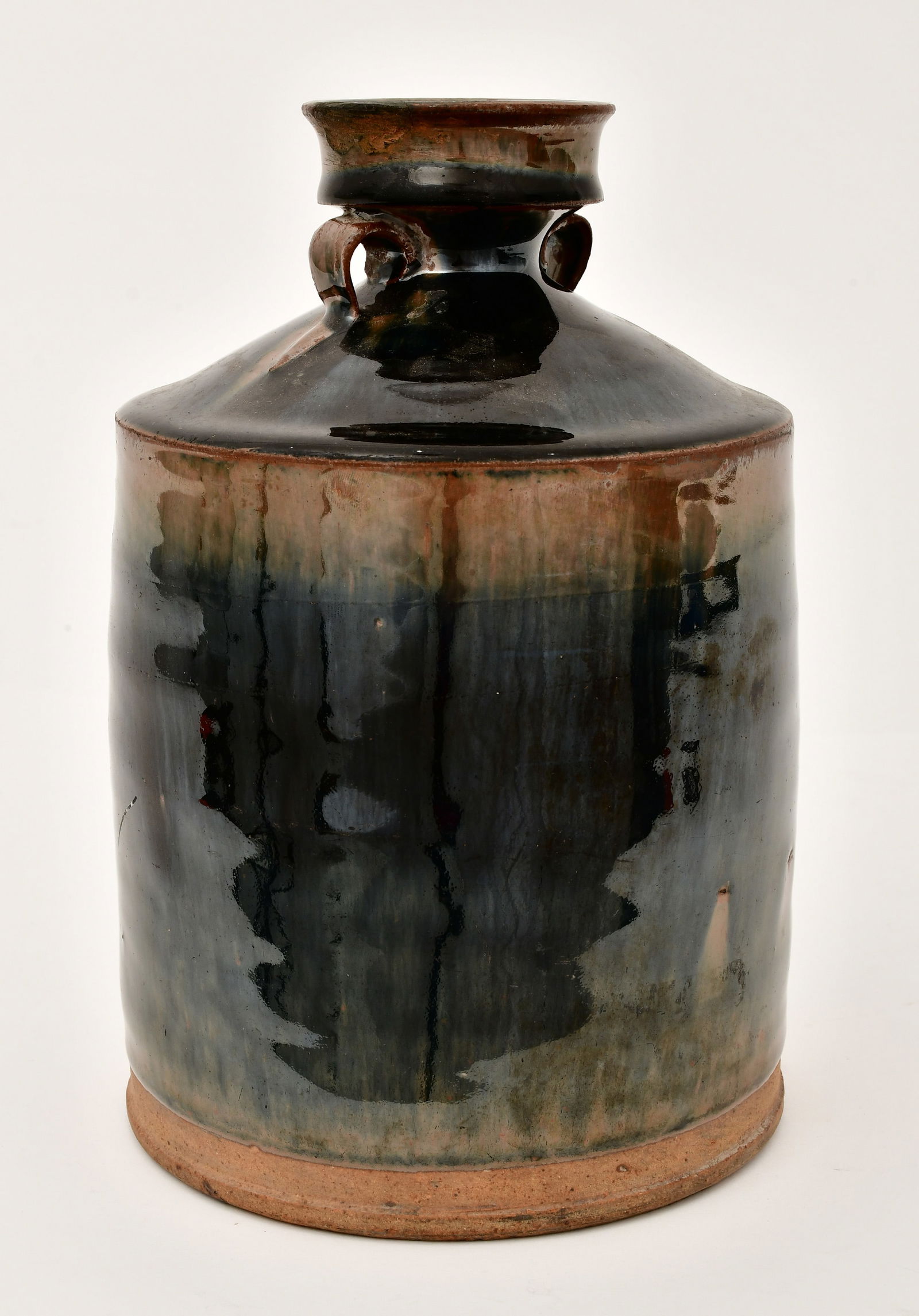 Asian Glazed Earthenware Two-Handled Vase - 2