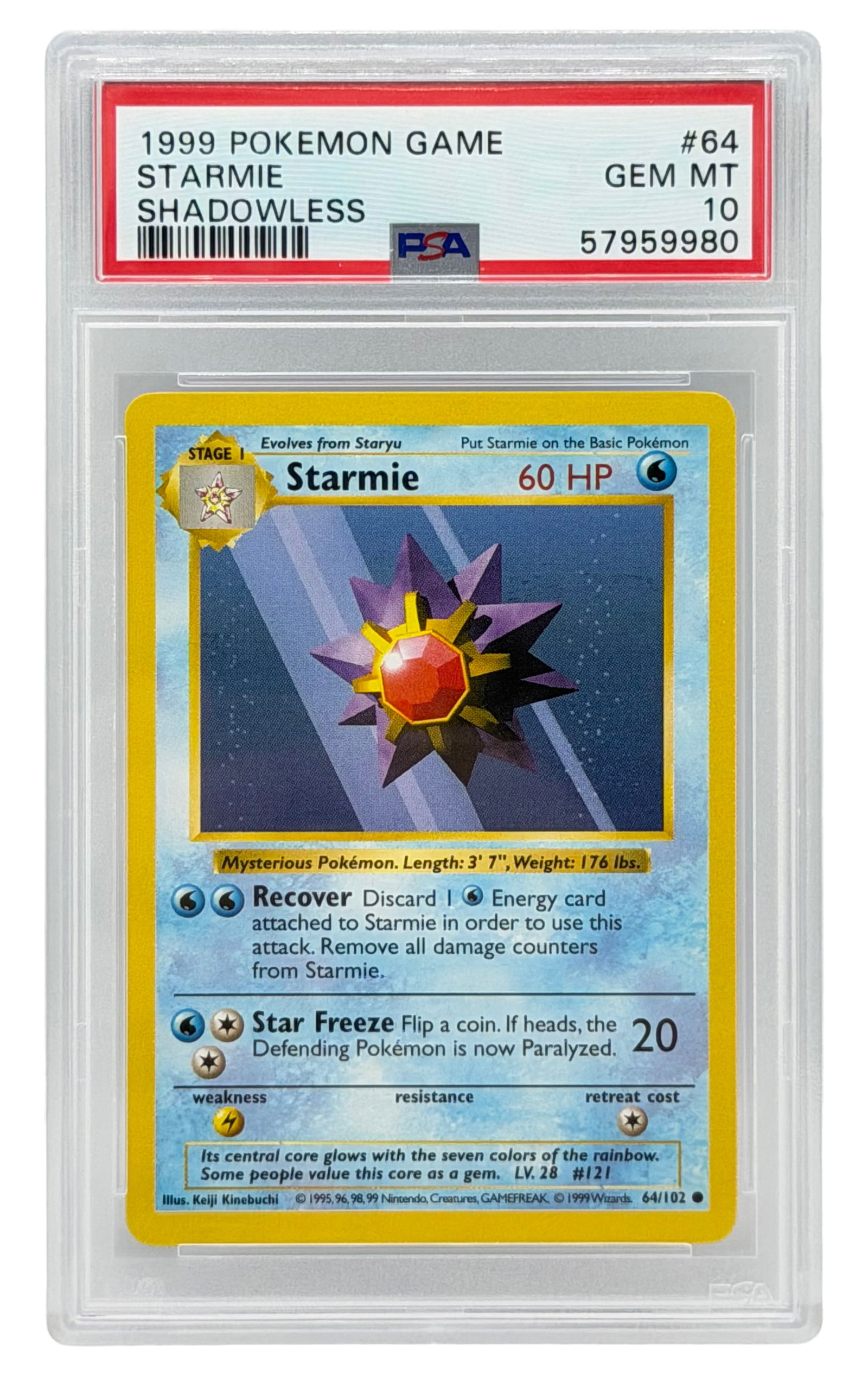 1999 Pokemon Game Base Set Starmie Shadowless PSA 10 (1 of 2)