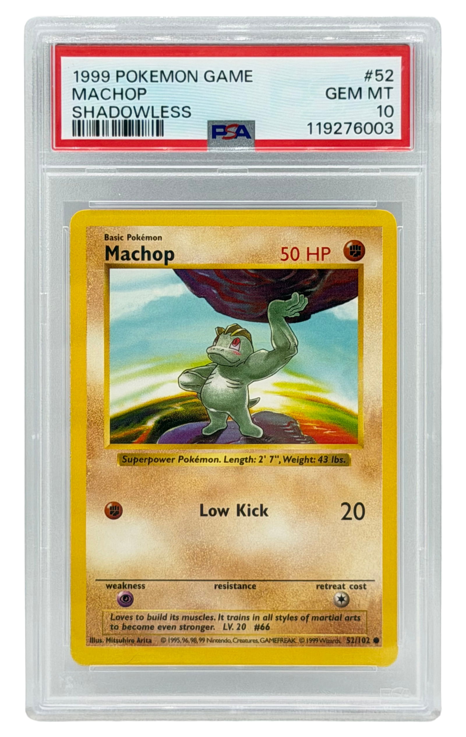 1999 Pokemon Game Base Set Machop Shadowless PSA 10 (1 of 2)