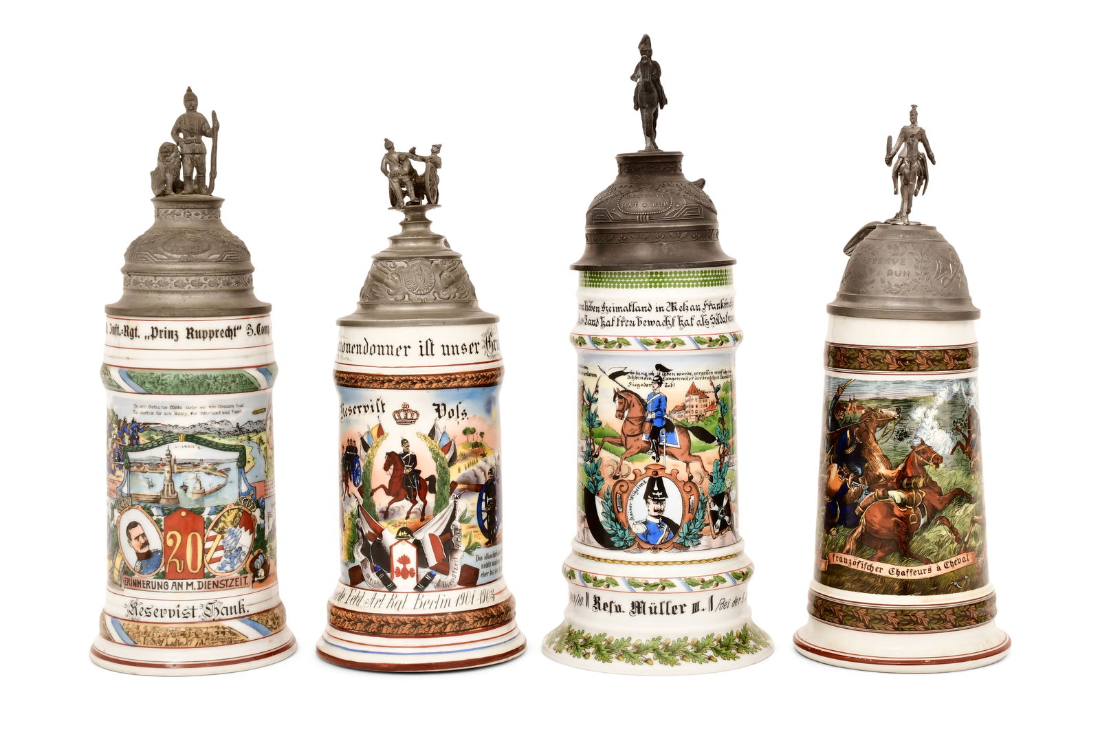 Four German Lithophane Steins - 2