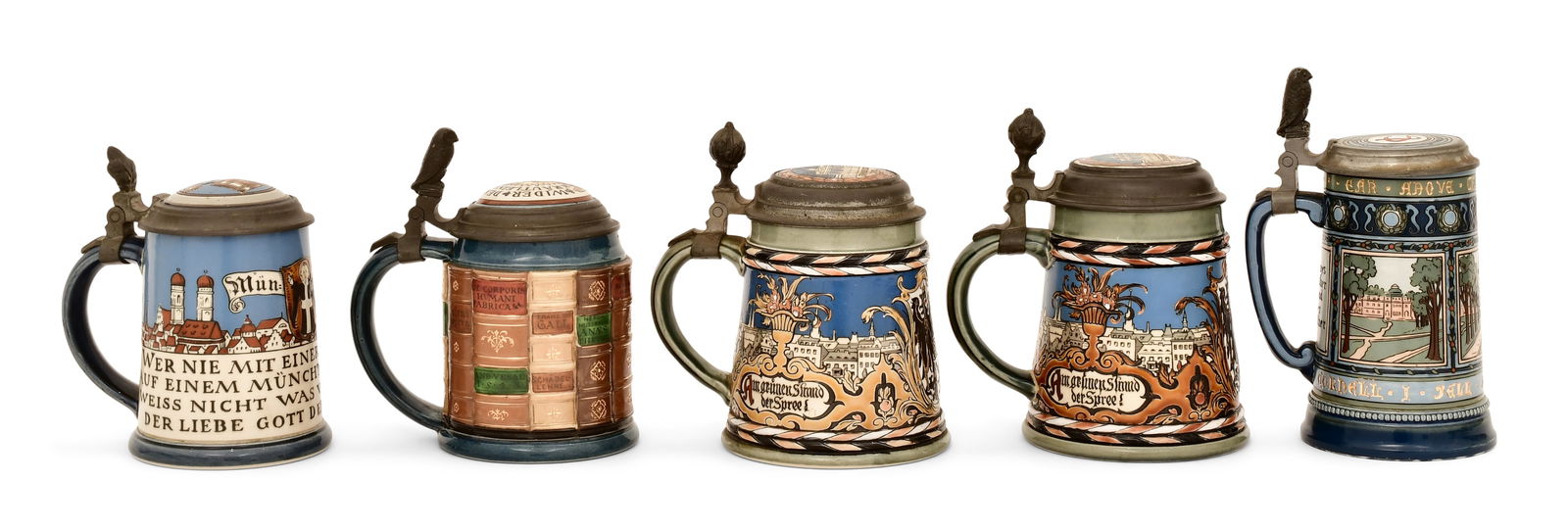Five Villeroy & Boch Stoneware Steins, Mettlach (1 of 1)