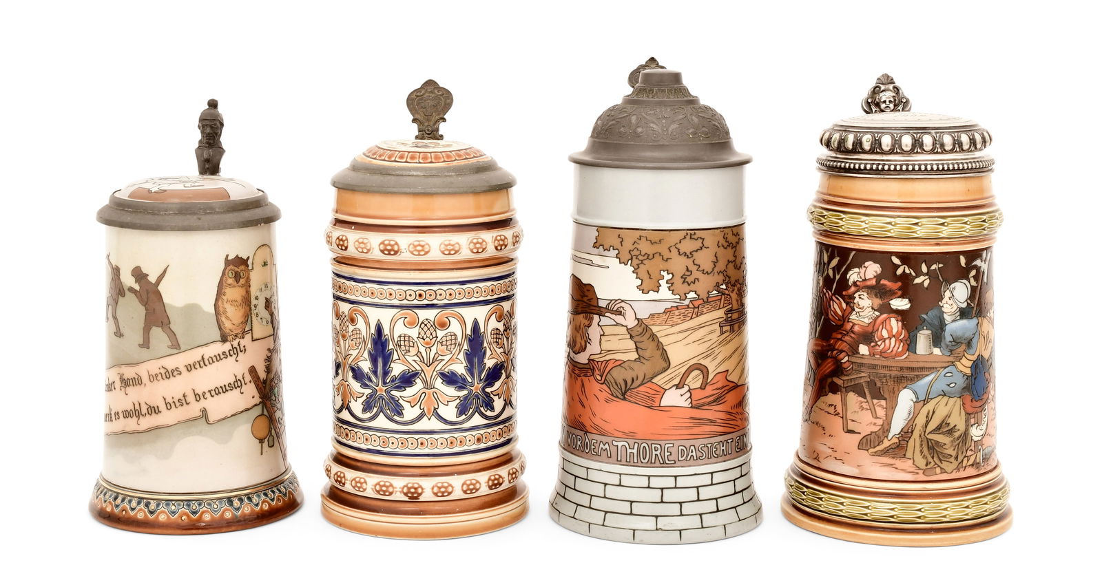 Four Villeroy & Boch Stoneware Steins, Mettlach (1 of 1)