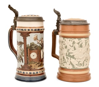 Two Villeroy & Boch Stoneware Steins, Mettlach