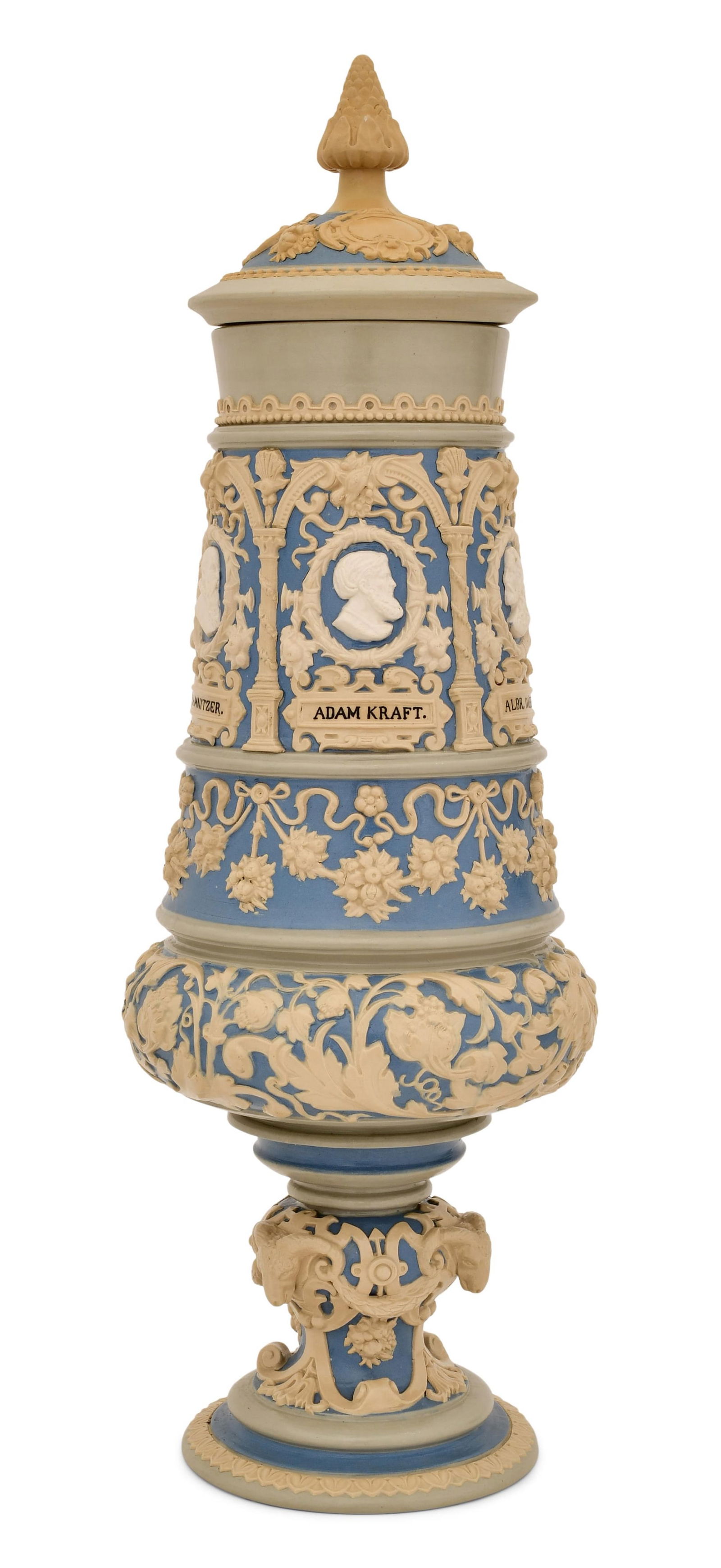 Villeroy & Boch Stoneware Urn with Cover, Mettlach: Villeroy & Boch Stoneware Urn with Cover, Mettlachcirca 1900marked to the underside19 1/2 x 6 3/4 inches