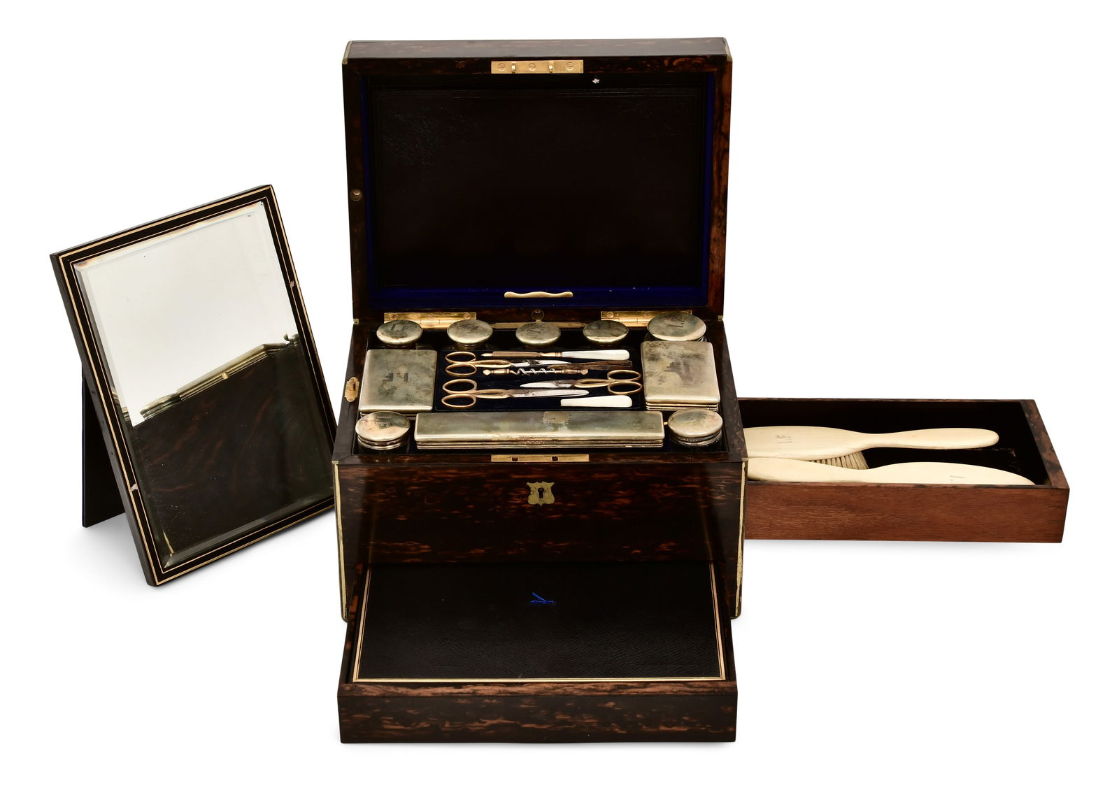 English Brass-Mounted & Sterling Silver Vanity Case (1 of 6)