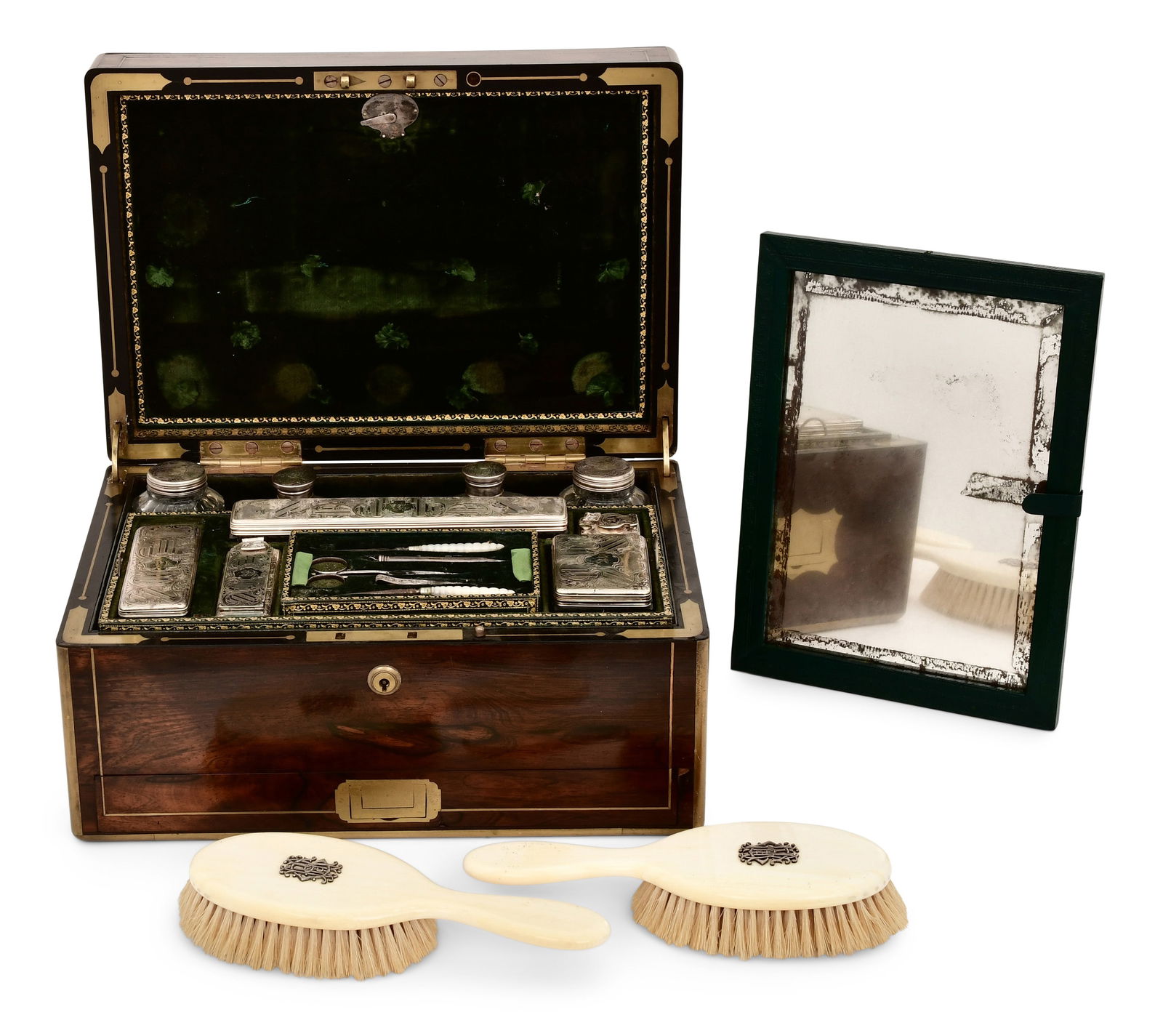 English Brass-Mounted Rosewood Vanity Case (1 of 1)