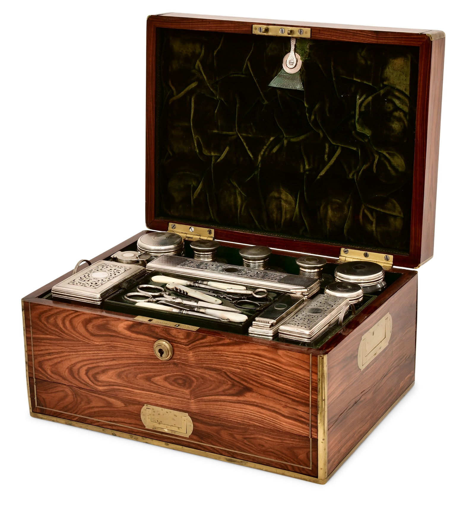 English Brass-Mounted & Sterling Silver Vanity Case, Joseph Bramah, London (1 of 7)