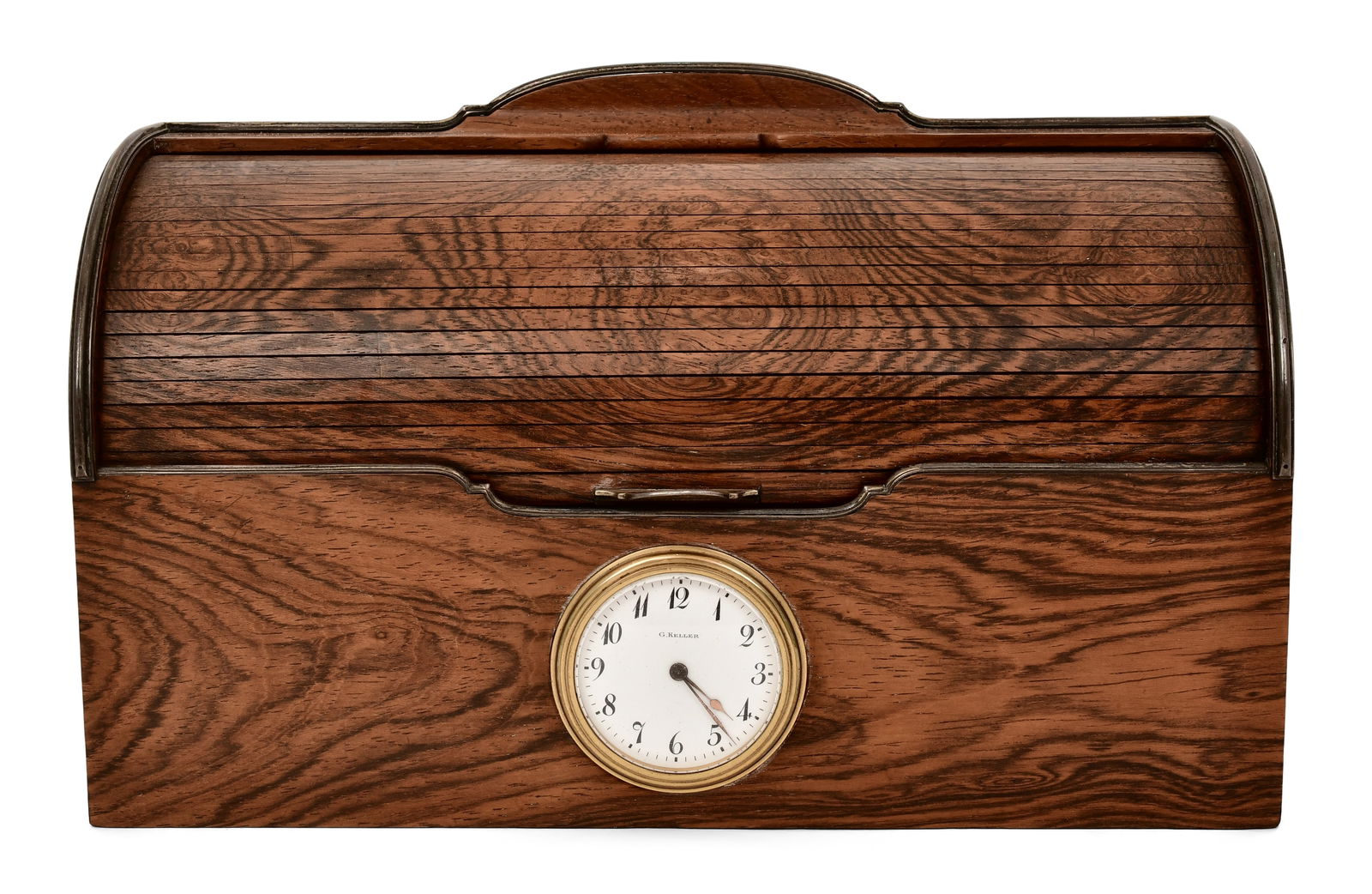 Gustave Keller Rosewood & Silver Automobile Portable Desk: Gustave Keller Rosewood & Silver Automobile Portable Desk circa 1900 6 1/4 x 10 1/4 x 3 3/4 inches