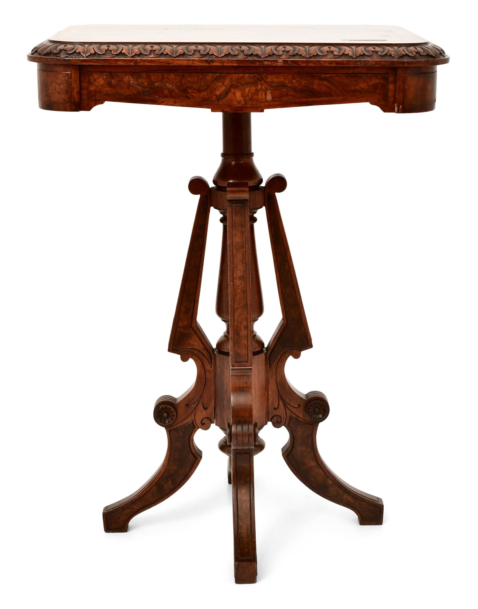 American Victorian Inlaid & Burl Walnut Table (1 of 1)