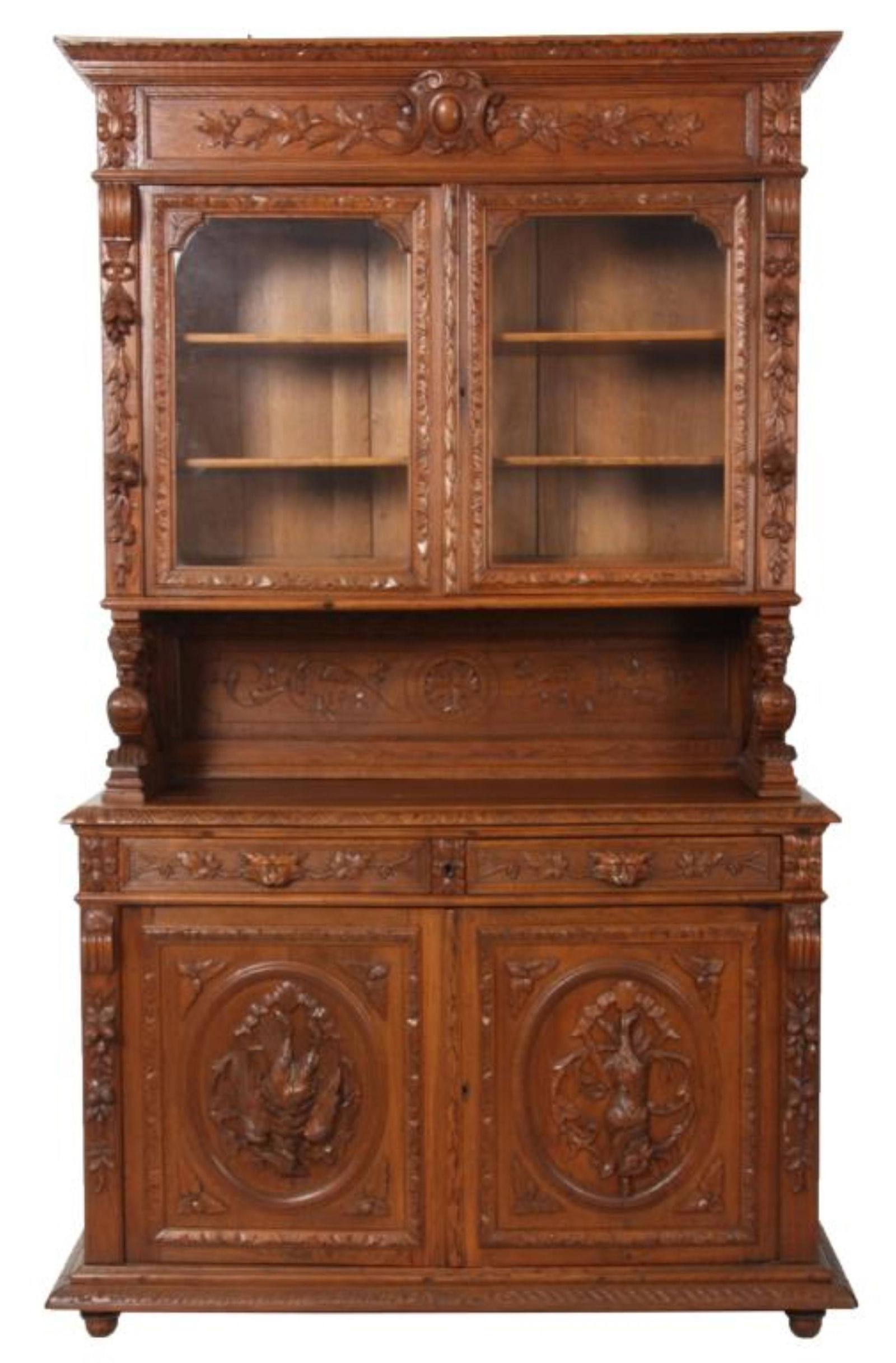 Continental Carved Oak Hutch (1 of 1)