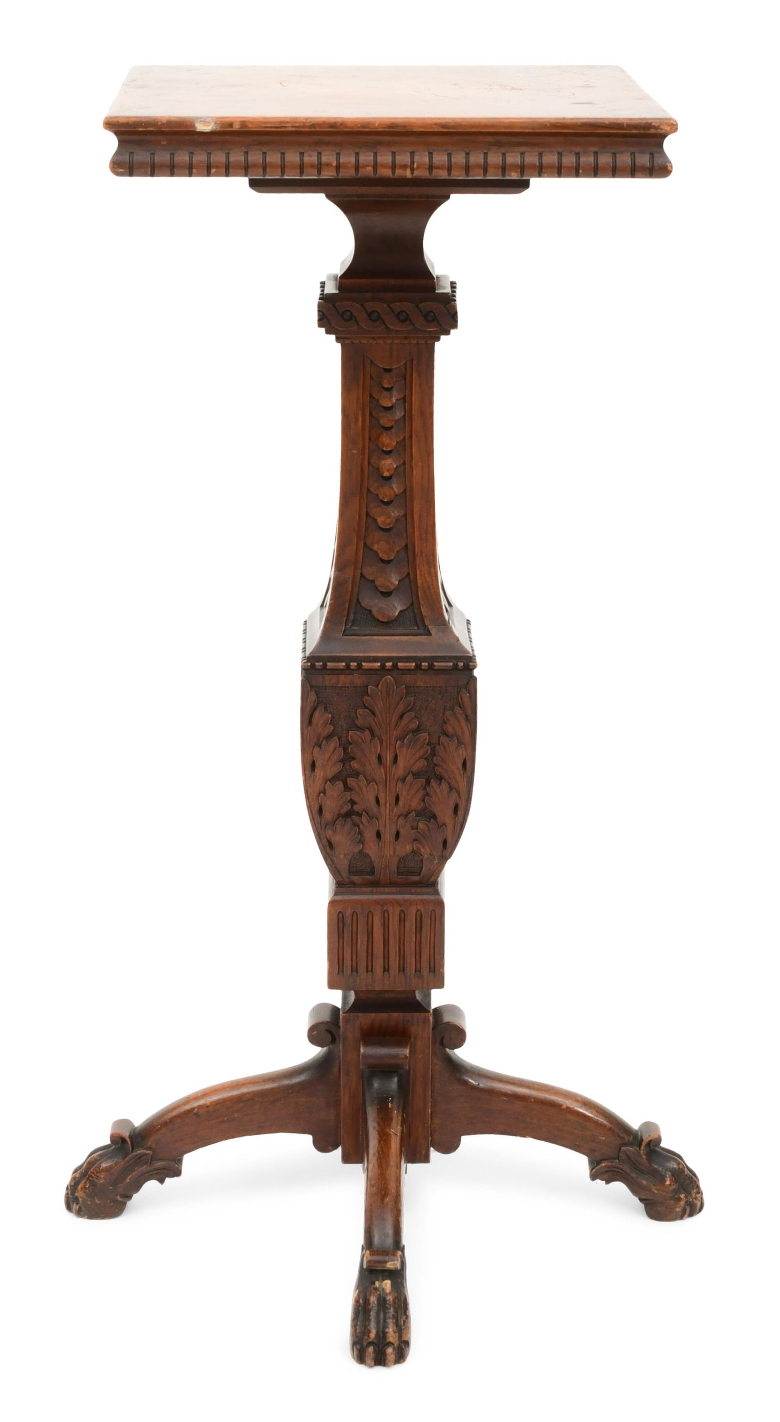 American Carved Oak Plant Stand (1 of 1)