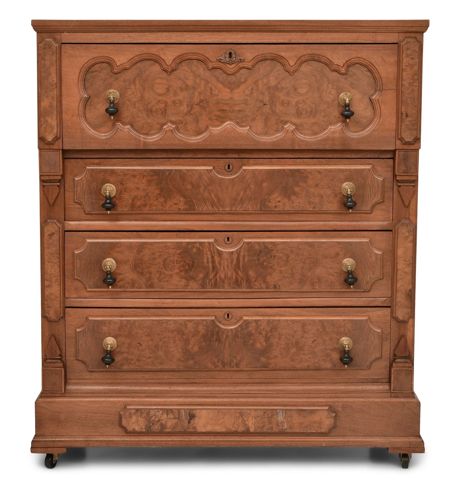 American Burl Walnut Butler's Desk: American Burl Walnut Butler's Desk circa 1900 49 1/2 x 43 1/2 x 20 inches Provenance: Private Collection, Pennsylvania