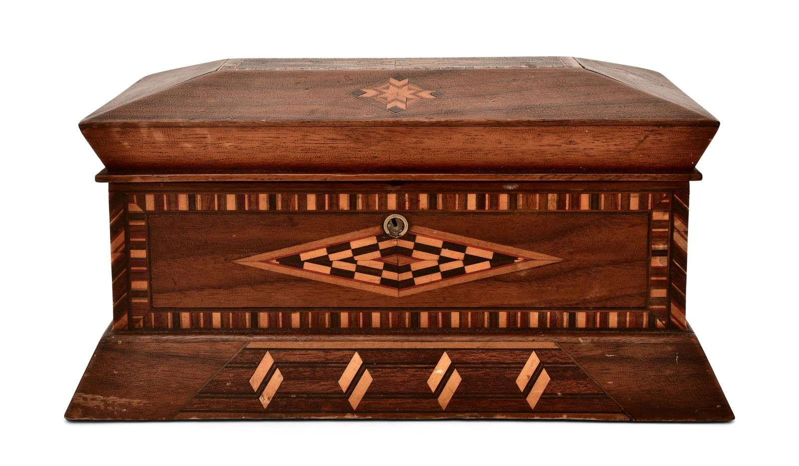 19th Century Inlaid Walnut Jewelry Box (1 of 1)