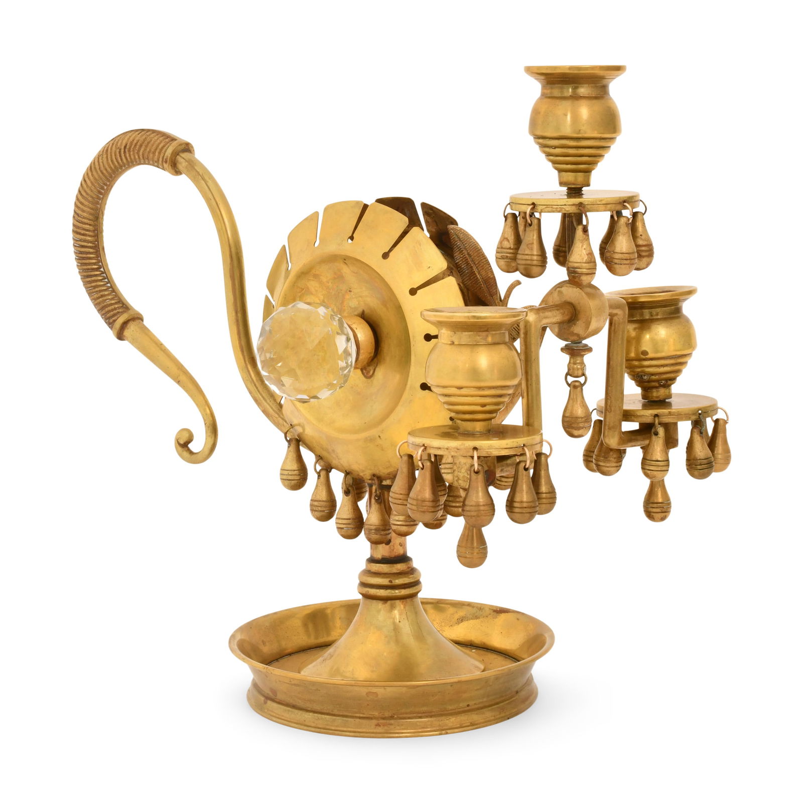 American Aesthetic Movement Brass & Glass Candelabrum (1 of 1)
