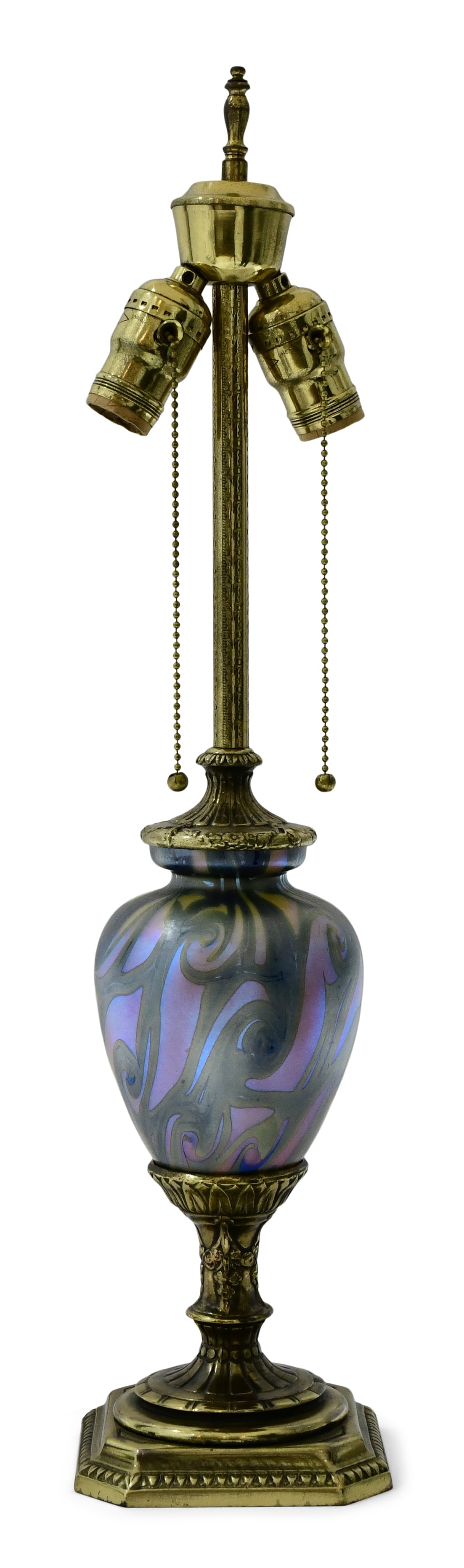 Durand "King Tut" Art Glass & Brass Table Lamp Base (1 of 1)