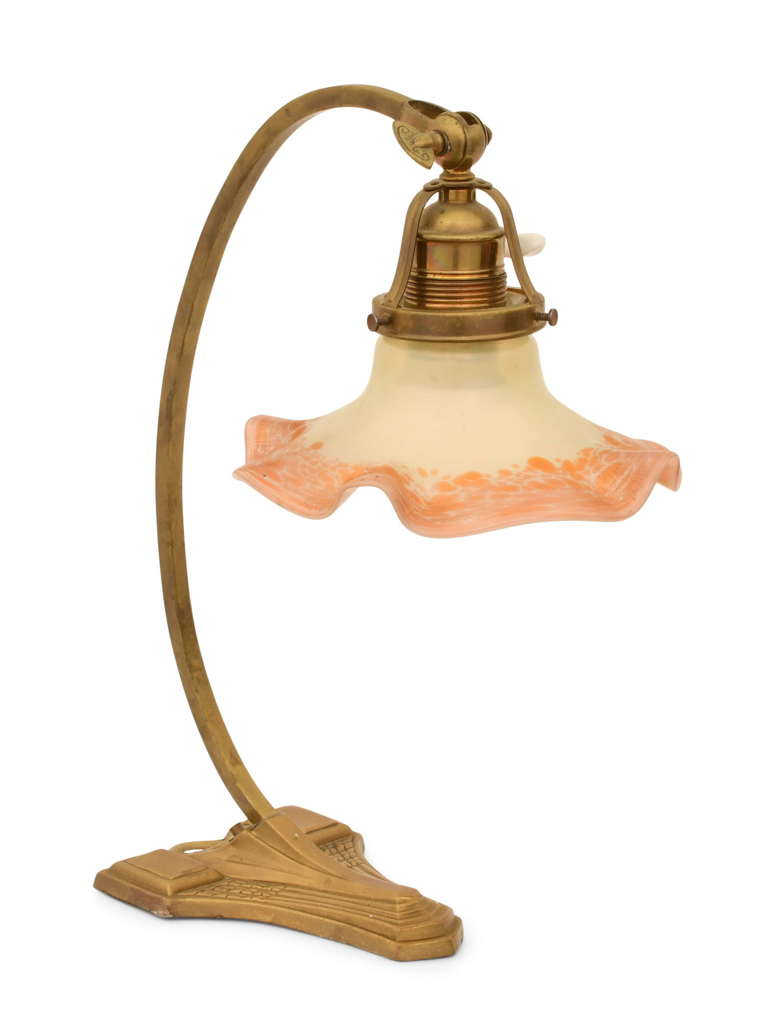 Austrian Gilt Bronze Desk Lamp with an Austrian Art Glass Shade (1 of 1)