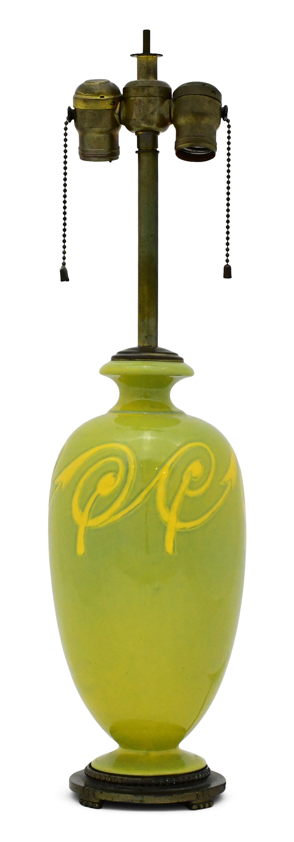 Roseville Pottery Table Lamp: Roseville Pottery Table Lamp early 20th century glazed earthenware signed with firm's label 23 1/2 x 6 inches Provenance: Private Collection, Florida Other Notes: Fontaine?s Auction Gallery can