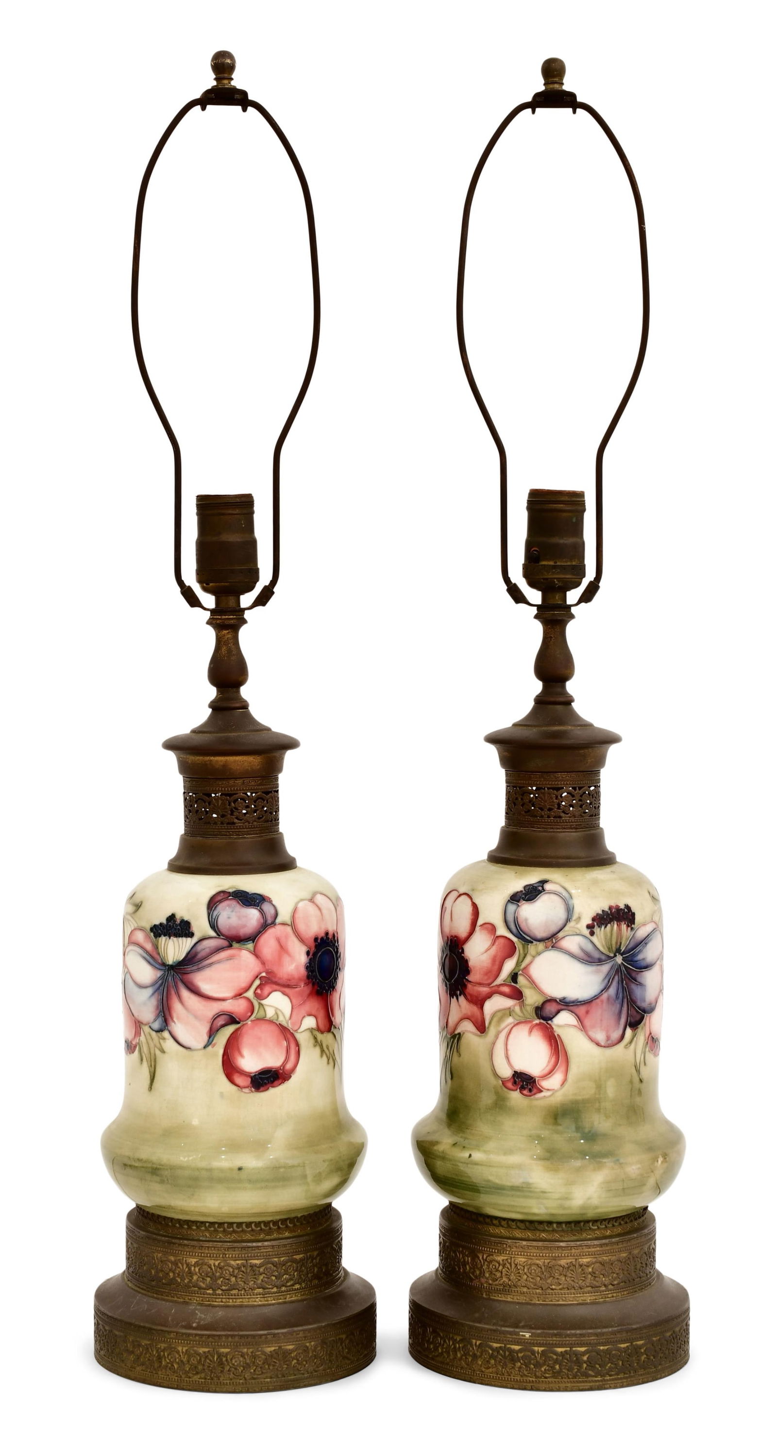 A Pair of Moorcroft Gilt Metal-Mounted Pottery Table Lamps (1 of 1)