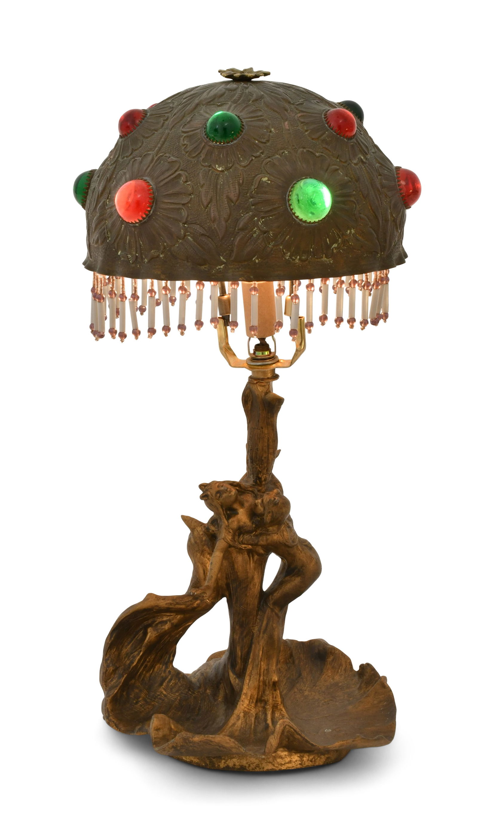 Austrian Gilt Metal & Jeweled Glass Lamp (1 of 1)