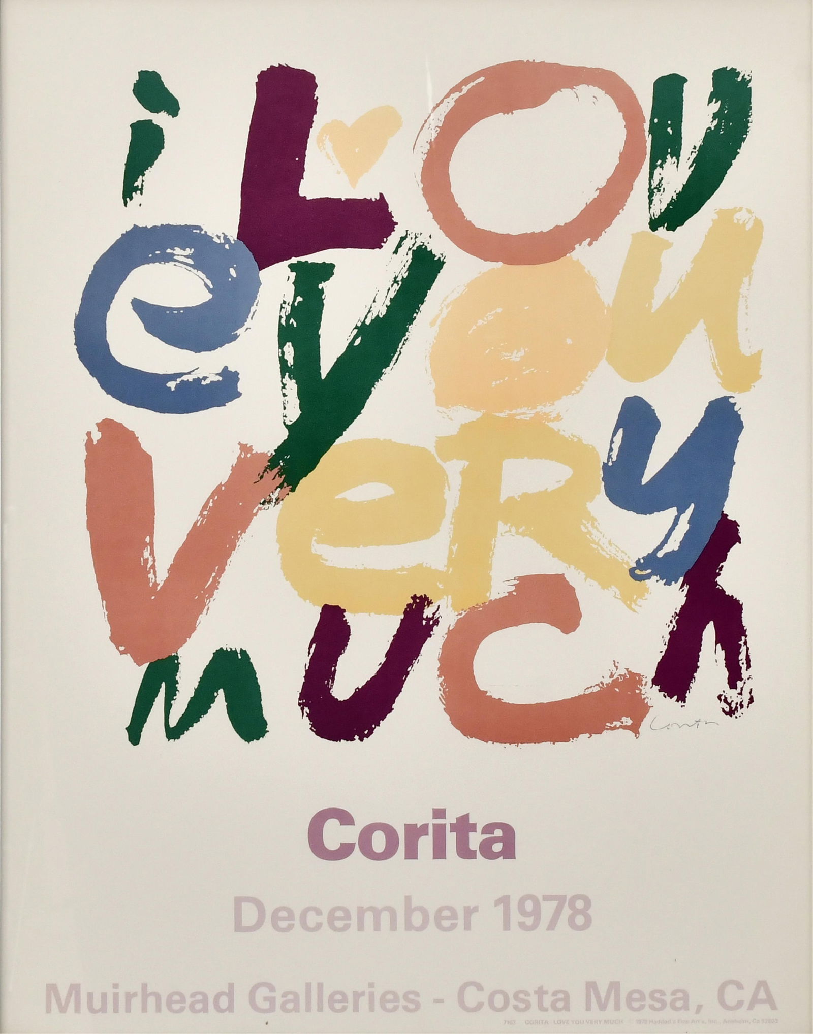 Sister Mary Corita Kent (American, 1918-1986), "I Love You Very Much" (1 of 5)