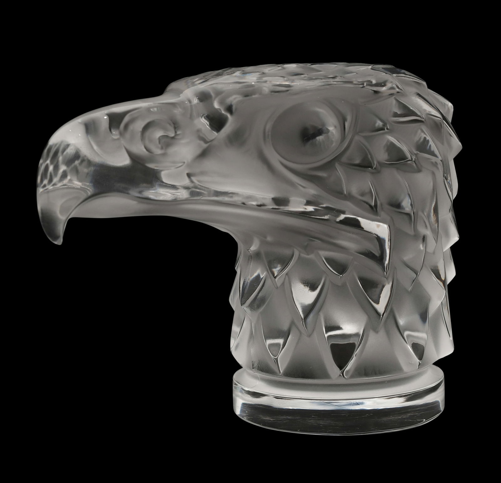 Lalique Frosted Glass Eagle Head Paperweight (1 of 1)