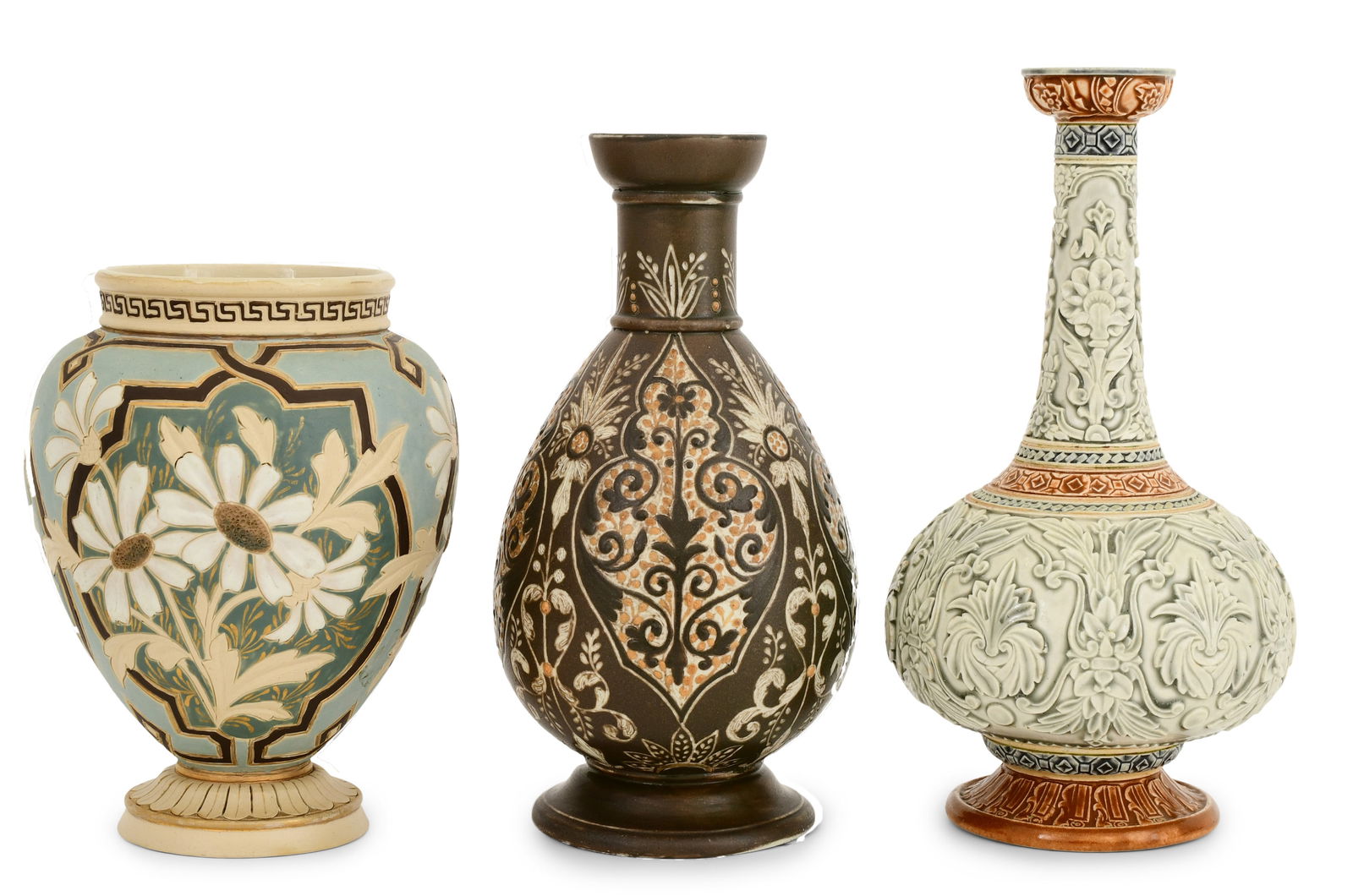 Three Royal Doulton Pottery Vases, Lambeth (1 of 1)