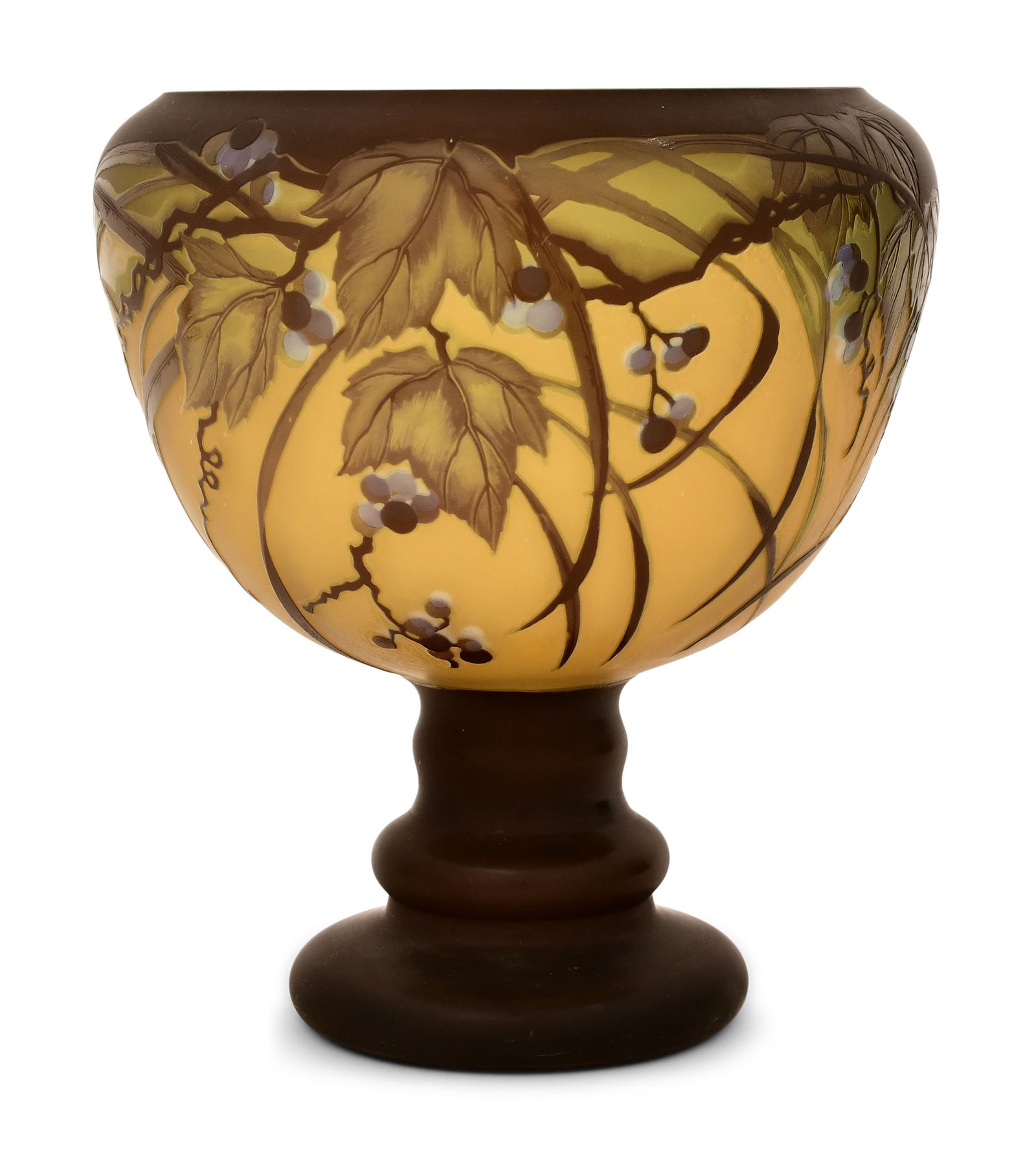 Galle Tip Cameo Glass "Berries" Bowl: Galle Tip Cameo Glass "Berries" Bowl 9 3/4 x 8 1/2 inches Other Notes: Fontaine's Auction Gallery can arrange shipping for this item (USA only).