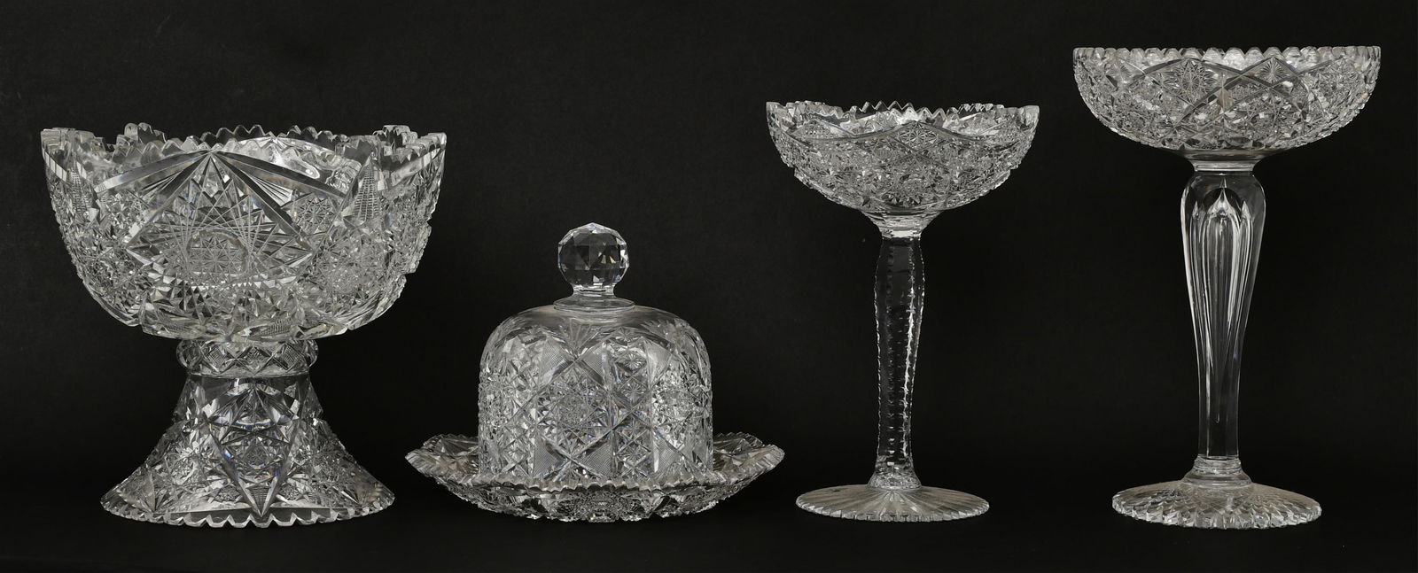 Lot of Four American Brilliant Period Cut Glass Pieces (1 of 1)