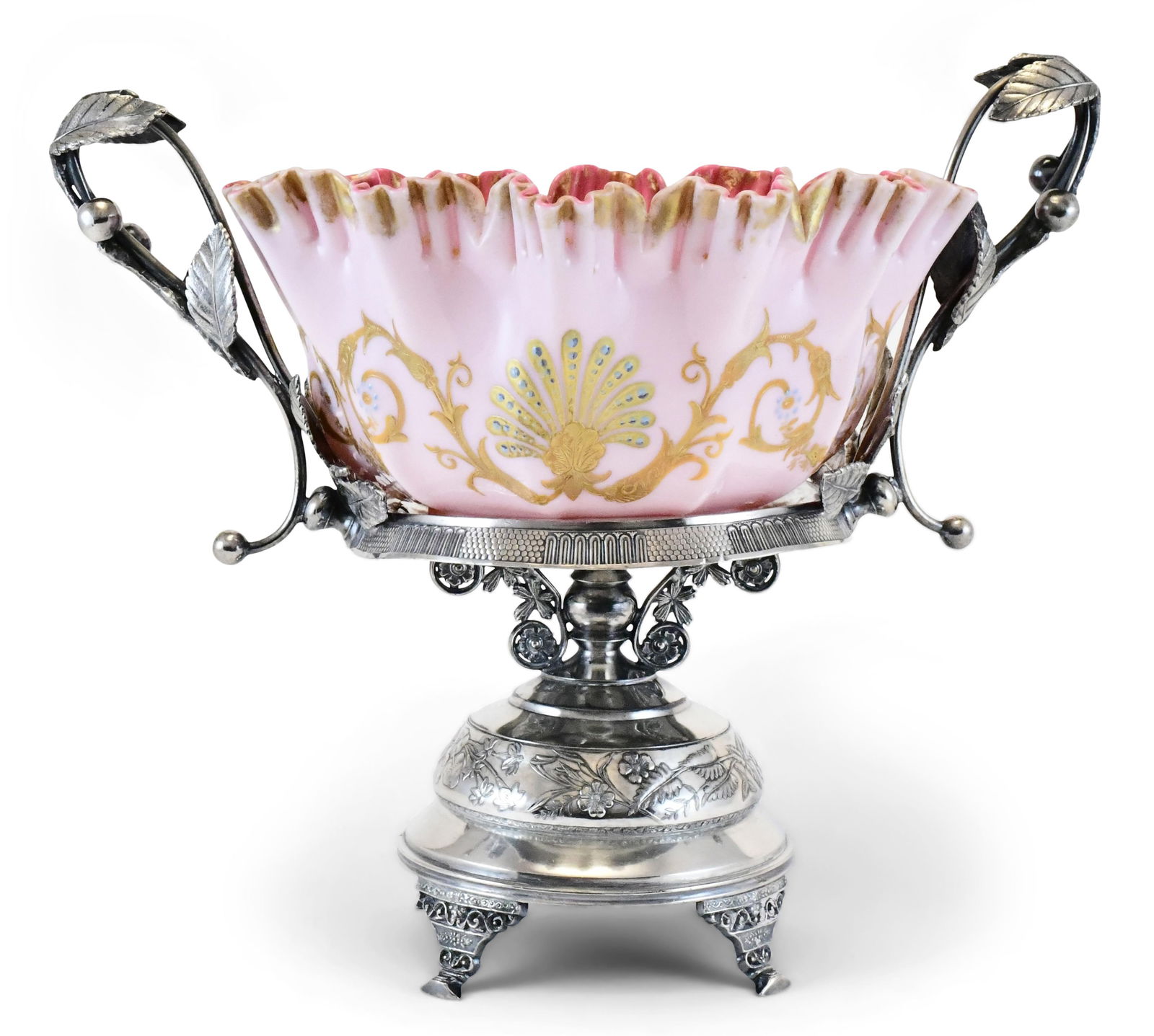Victorian Silver-Plated & Glass Bride's Basket (1 of 1)
