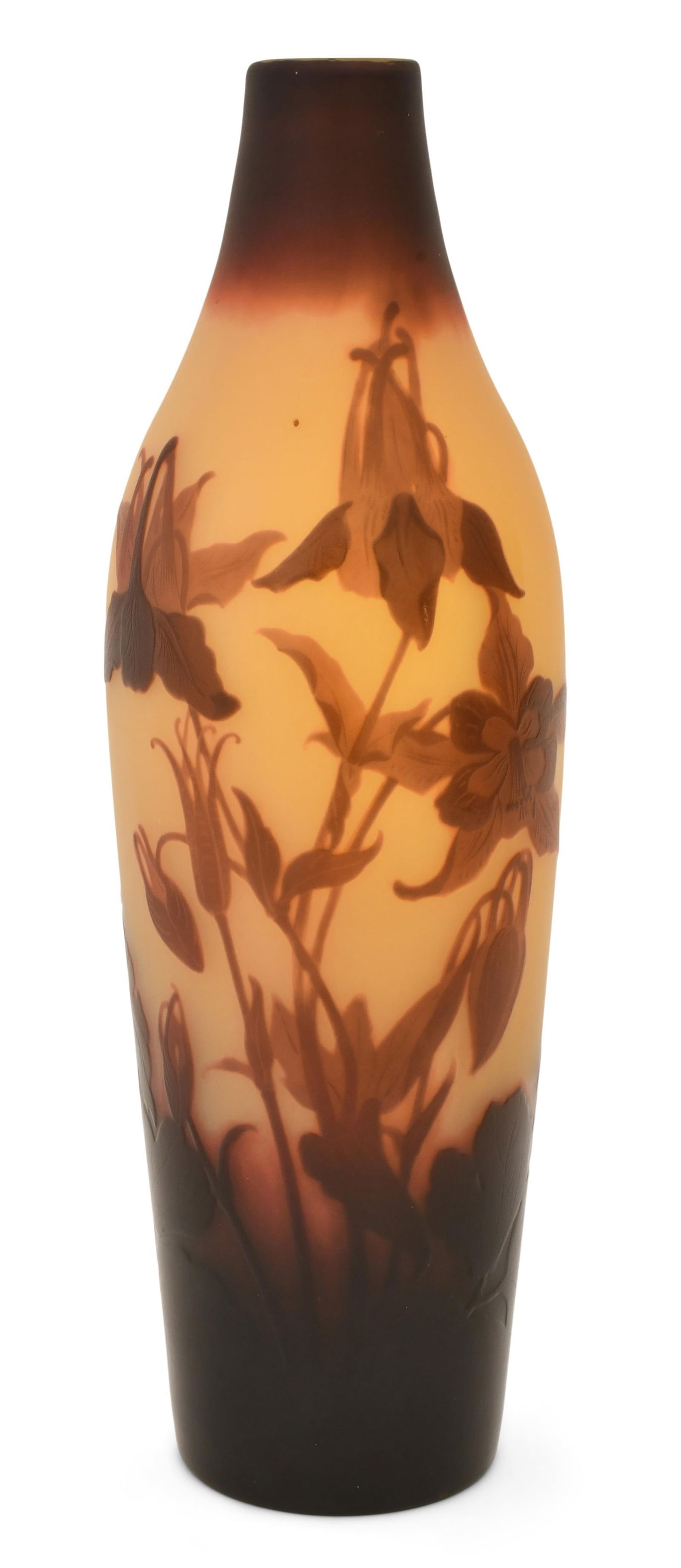 French Cameo Glass Floral Vase by St. Louis, Nancy: French Cameo Glass Floral Vase by St. Louis, Nancy early 20th century marked "St. Louis, Nancy" 12 x 3 3/4 inches