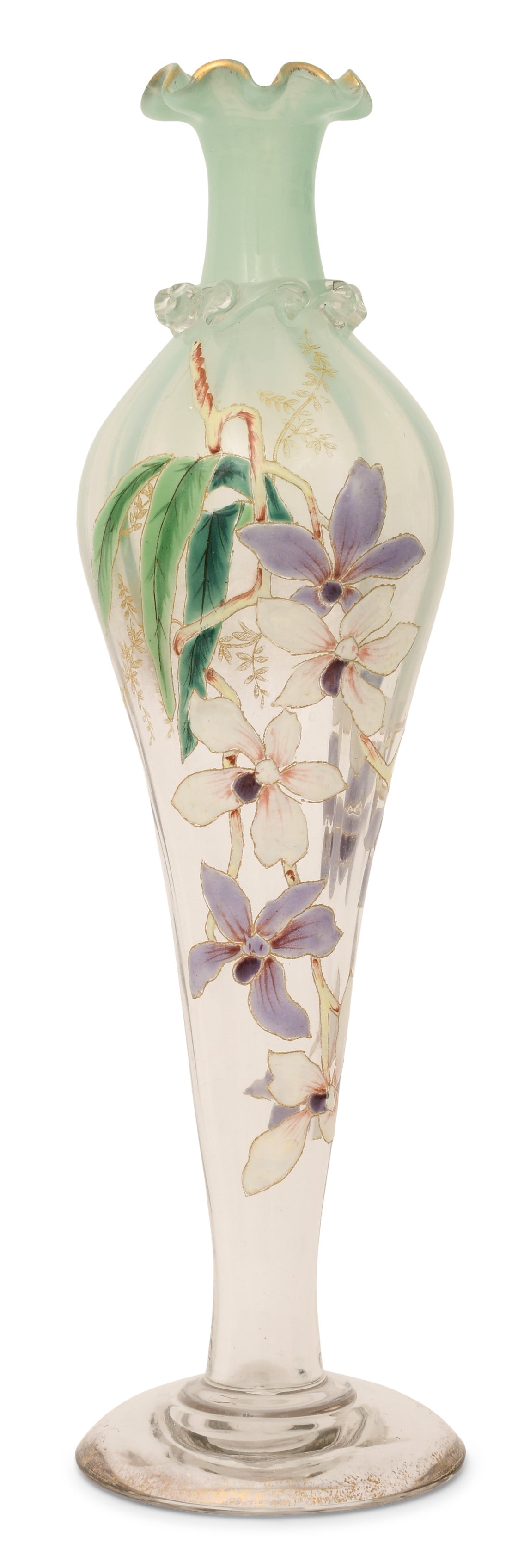 Mont Joye Enameled Glass Floral Vase (1 of 1)