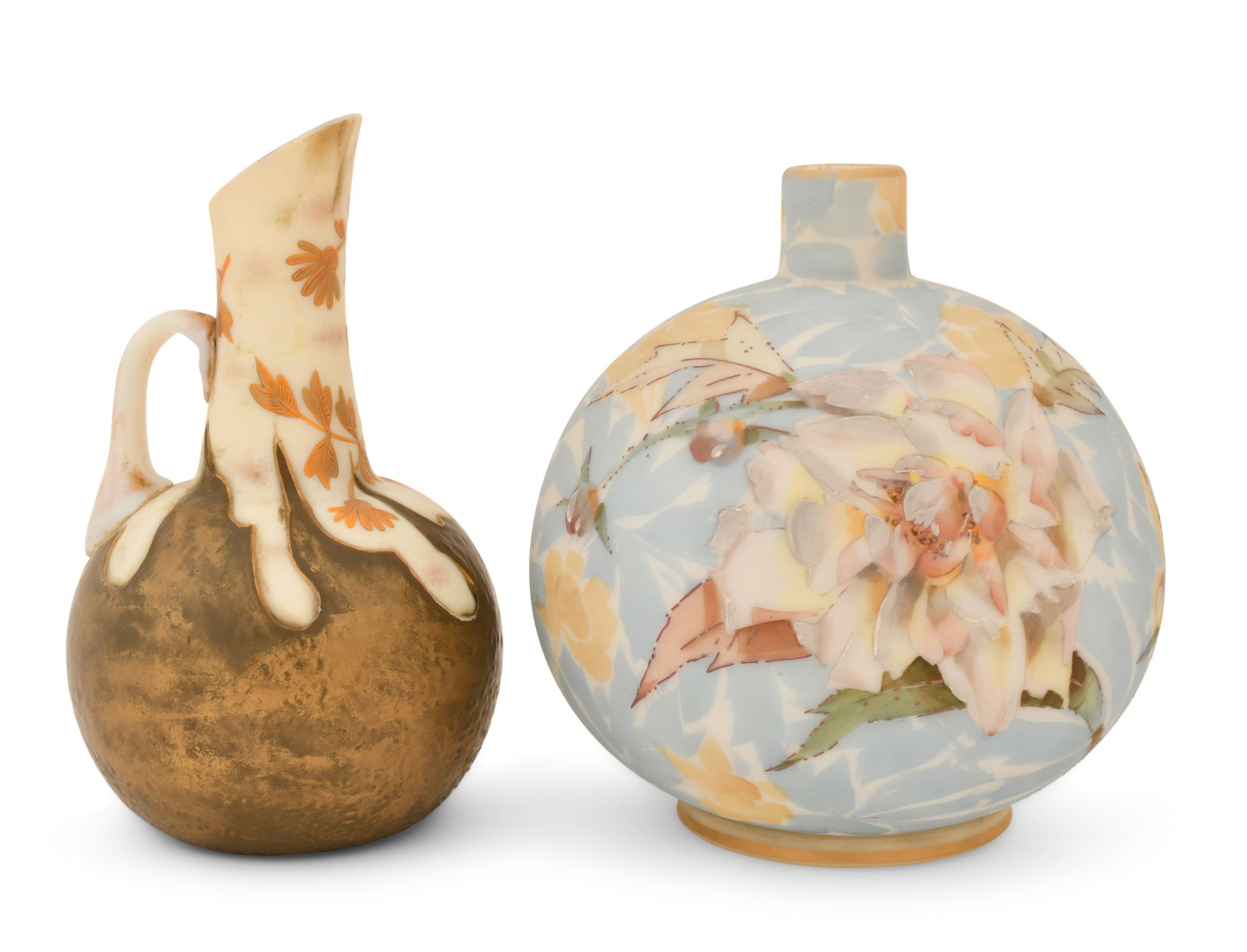 Mount Washington Glass Floral Vase & Ewer (1 of 1)